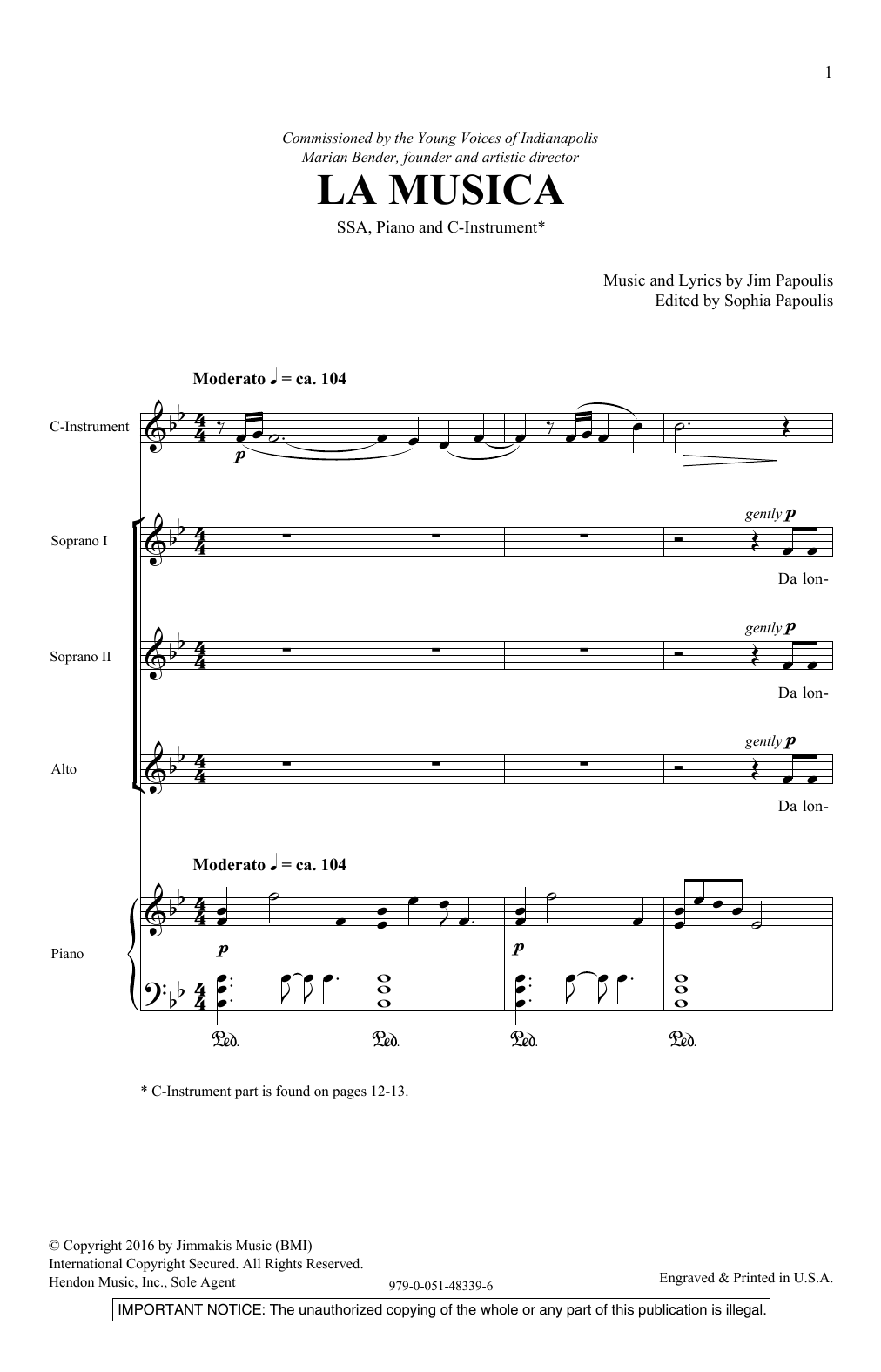 La Musica (SSA Choir) von Jim Papoulis