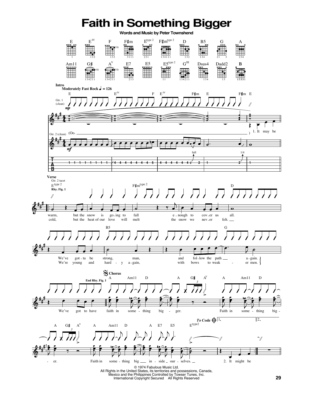 Faith In Something Bigger (Guitar Tab) von The Who