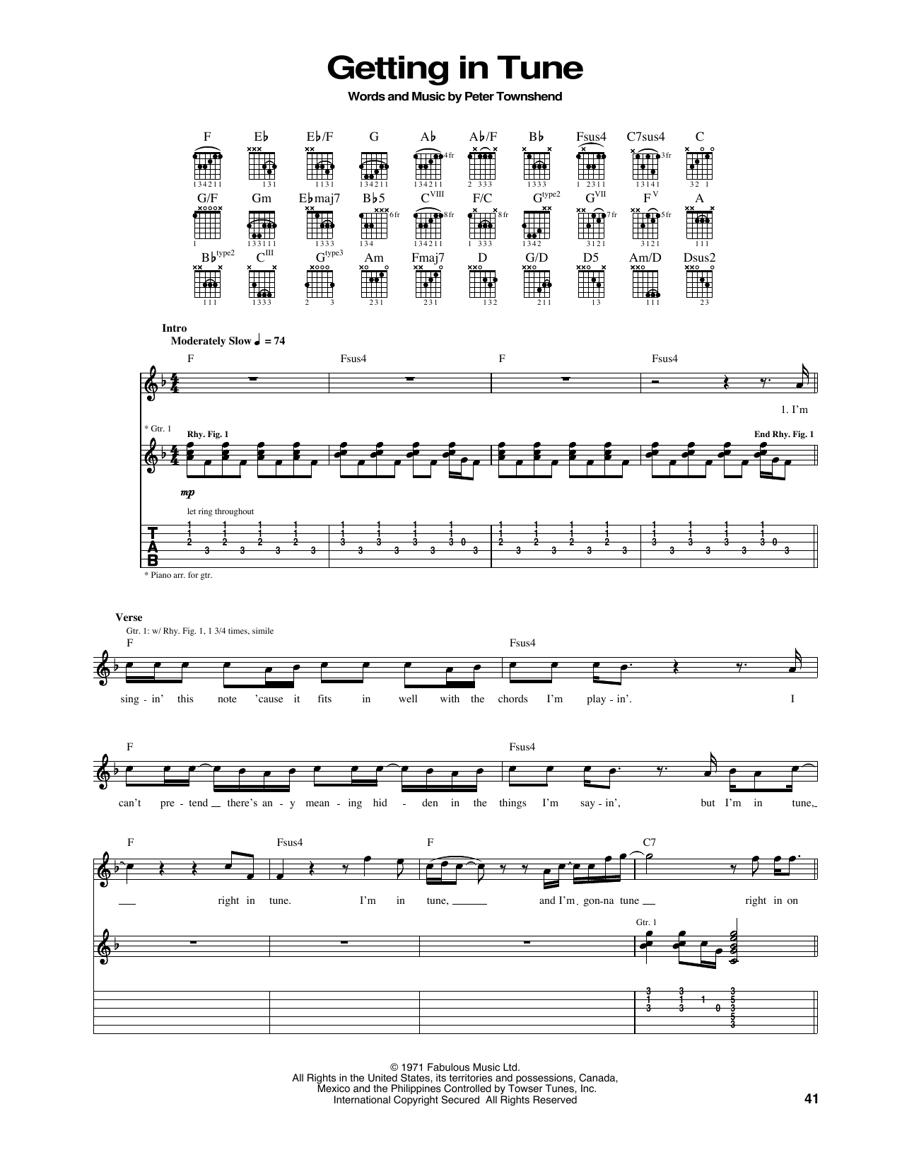 Getting In Tune (Guitar Tab) von The Who
