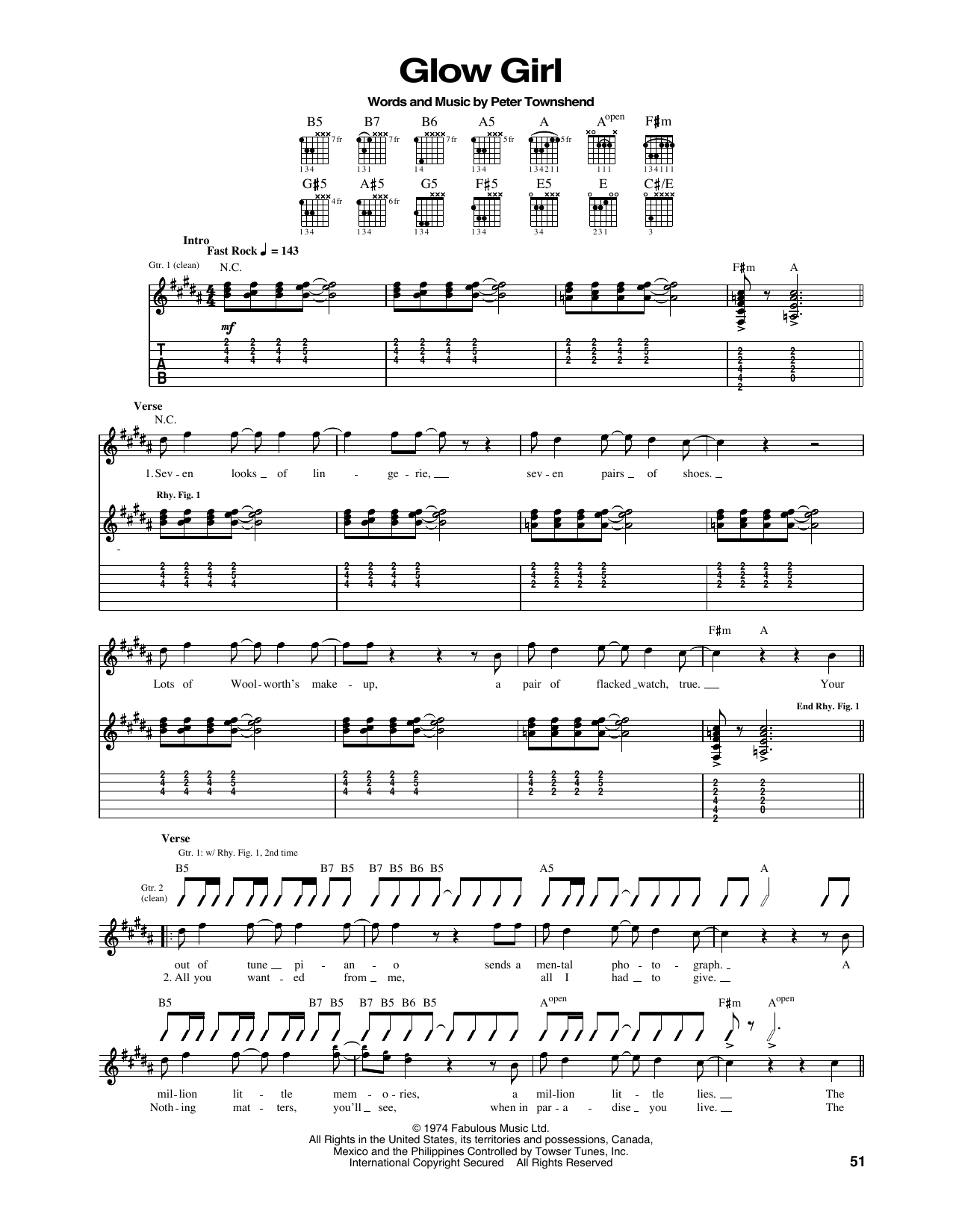 Glow Girl (Guitar Tab) von The Who