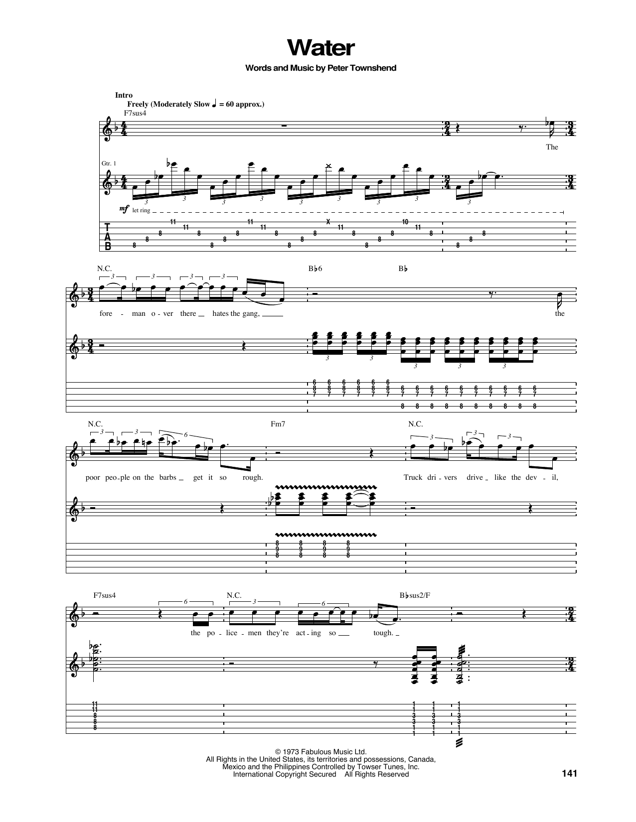 Water (Guitar Tab) von The Who