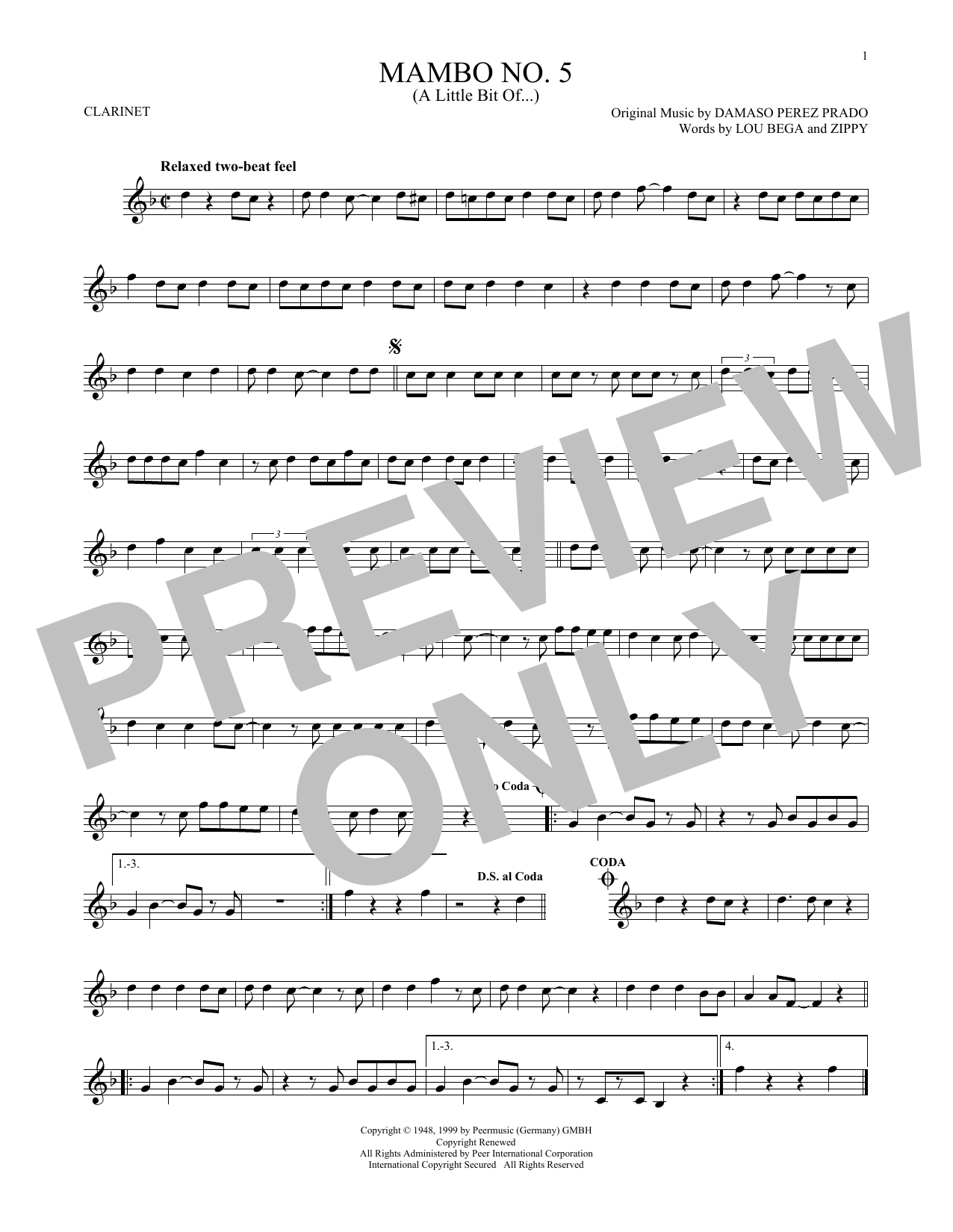 Mambo No. 5 (A Little Bit Of...) (Clarinet Solo) von Lou Bega