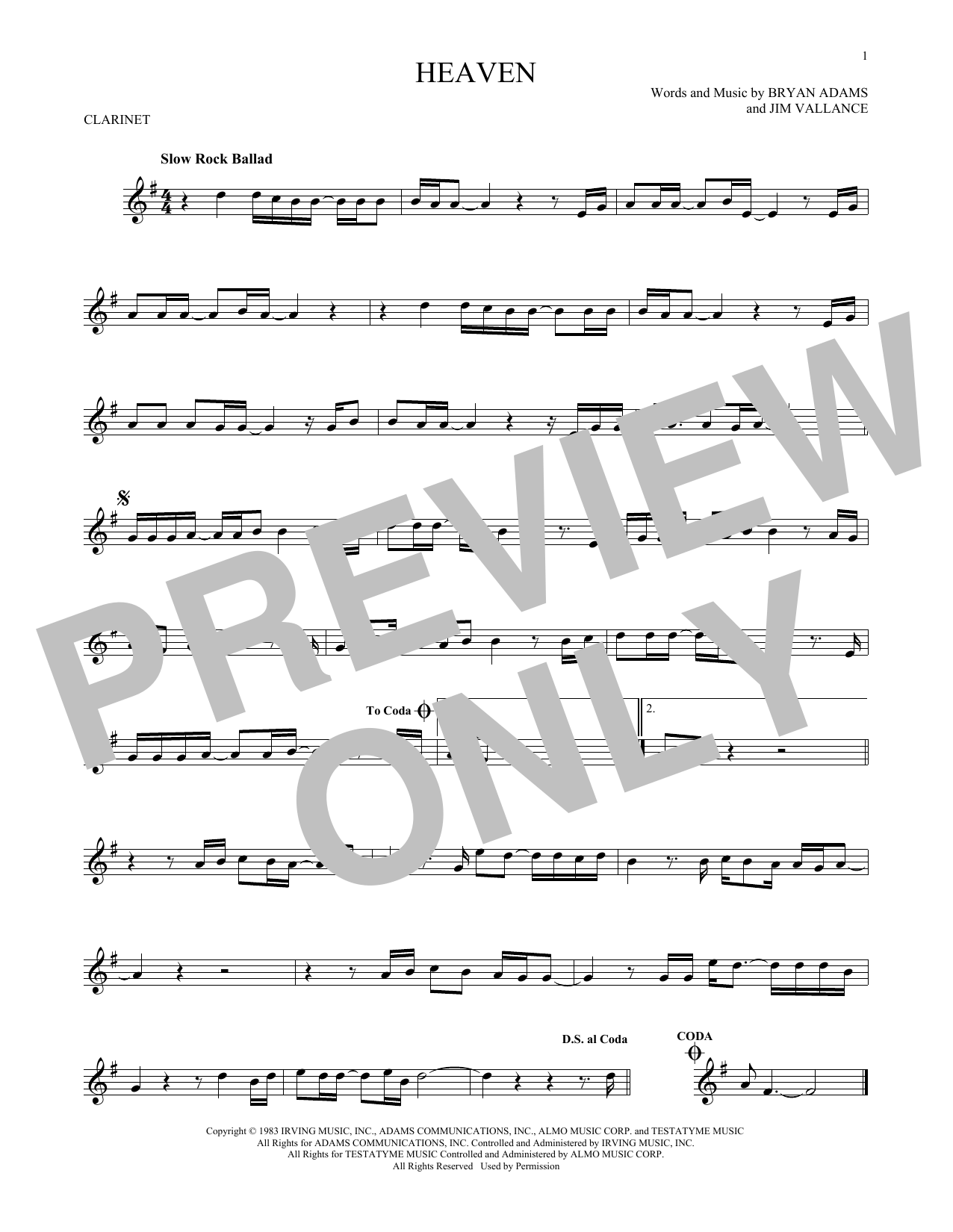 Heaven (Clarinet Solo) von Bryan Adams