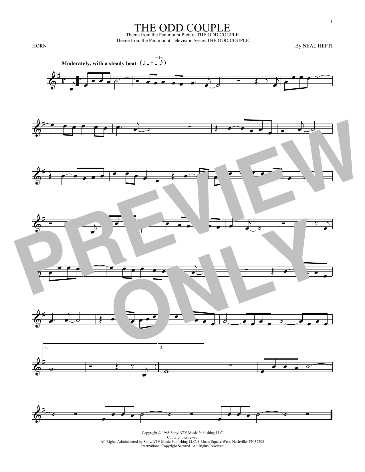 The Odd Couple (French Horn Solo) von Neal Hefti