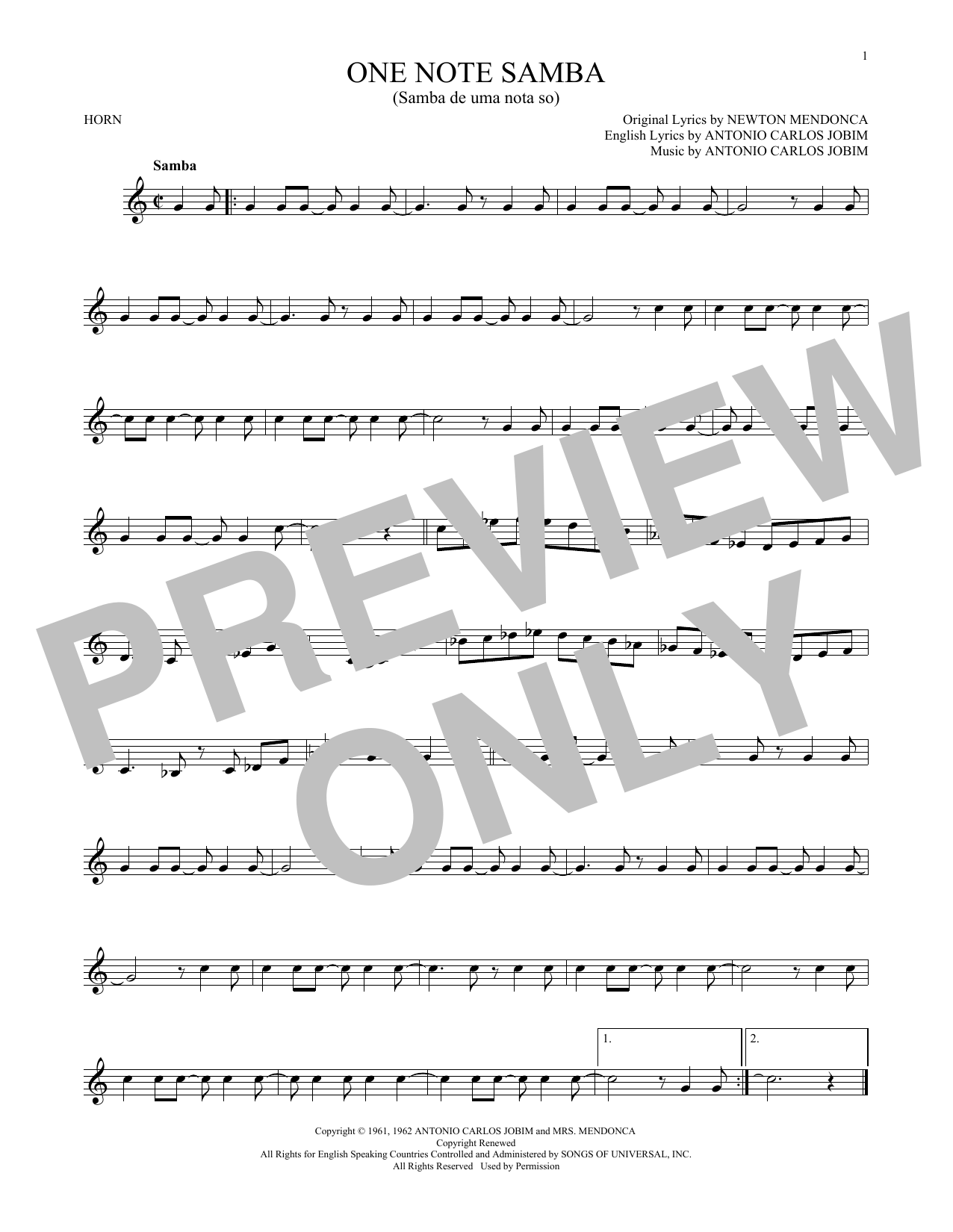 One Note Samba (Samba De Uma Nota So) (French Horn Solo) von Antonio Carlos Jobim