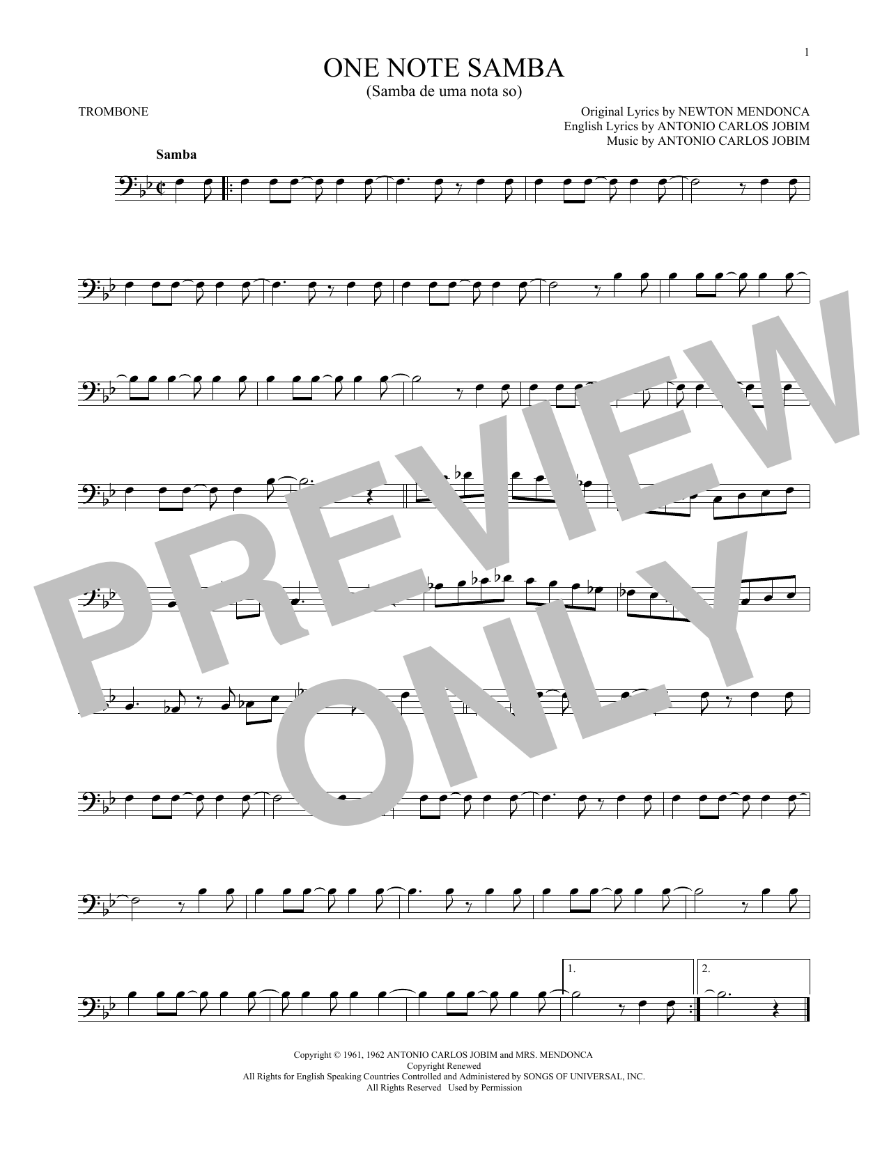 One Note Samba (Samba De Uma Nota So) (Trombone Solo) von Antonio Carlos Jobim