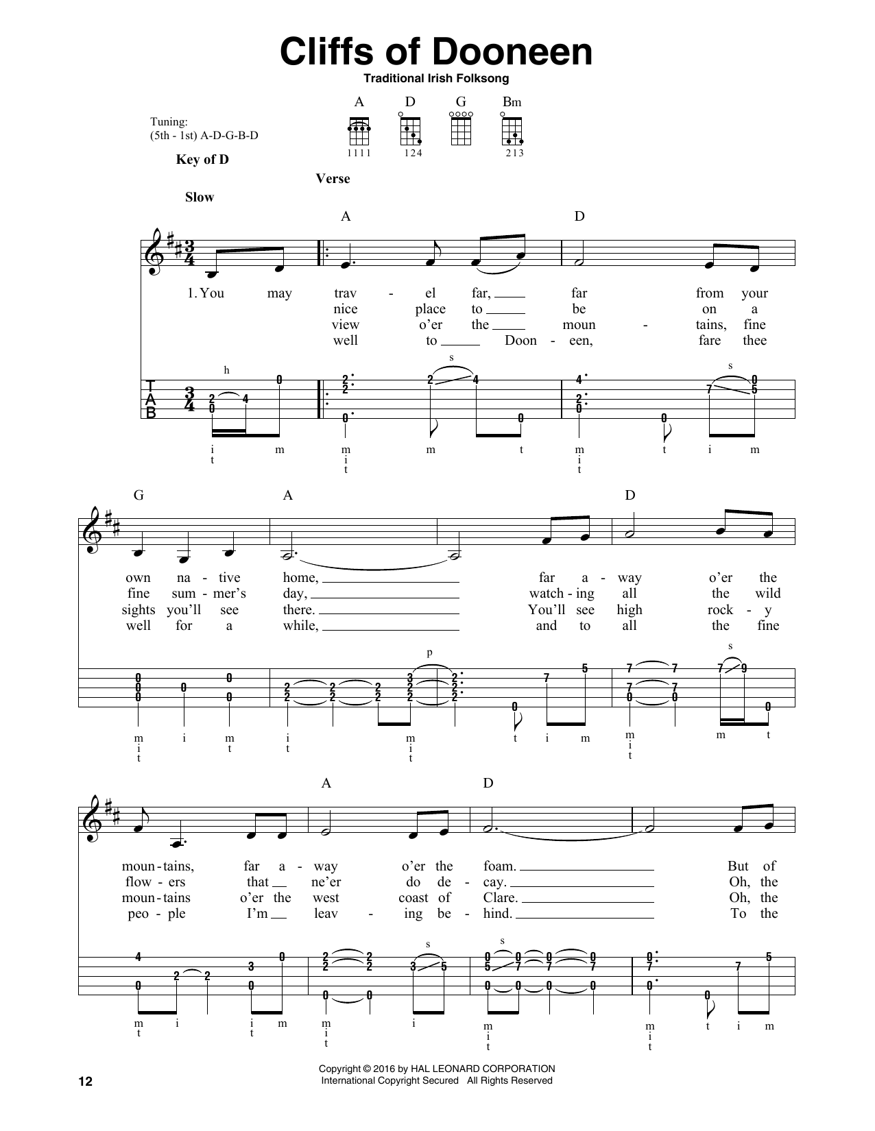 Cliffs Of Doneen (Banjo Tab) von Traditional Irish Folk Song