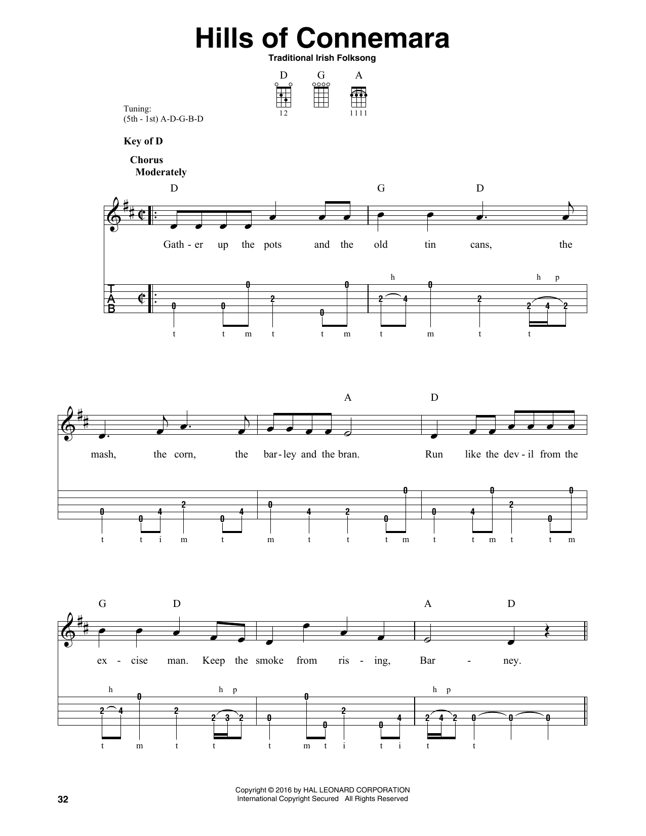 Hills Of Connemara (Banjo Tab) von Traditional Irish Folk Song