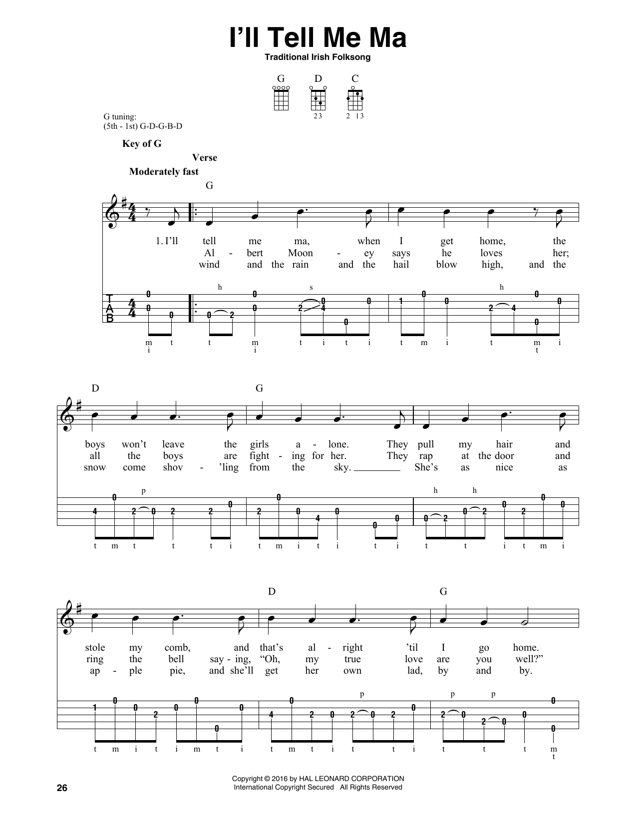 I'll Tell Me Ma (Banjo Tab) von Traditional Irish Folk Song