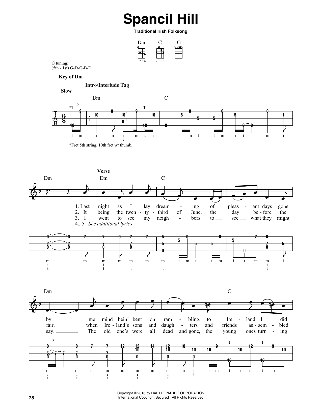Spancil Hill (Banjo Tab) von Traditional Irish Folk Song