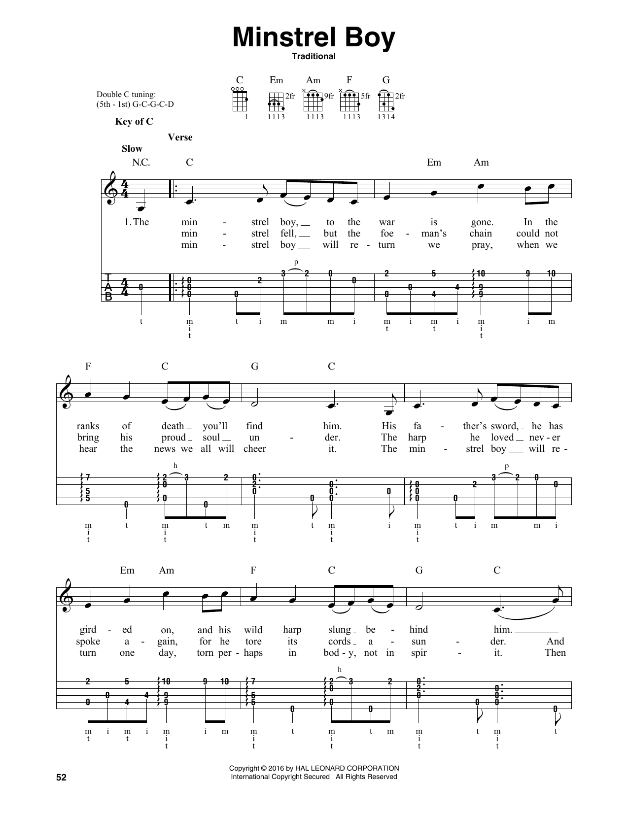 Minstrel Boy (Banjo Tab) von Traditional