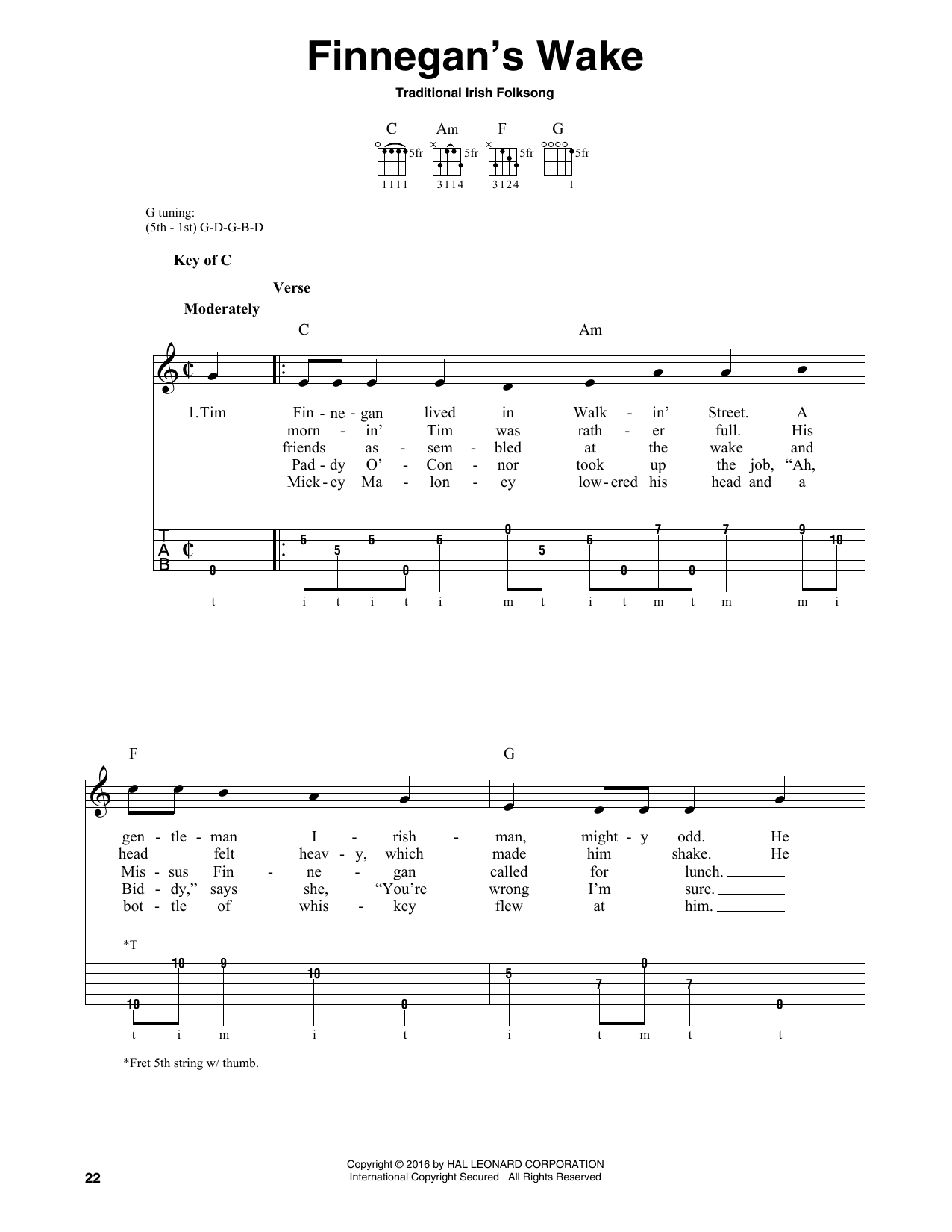 Finnegan's Wake (Banjo Tab) von Traditional Irish Folk Song