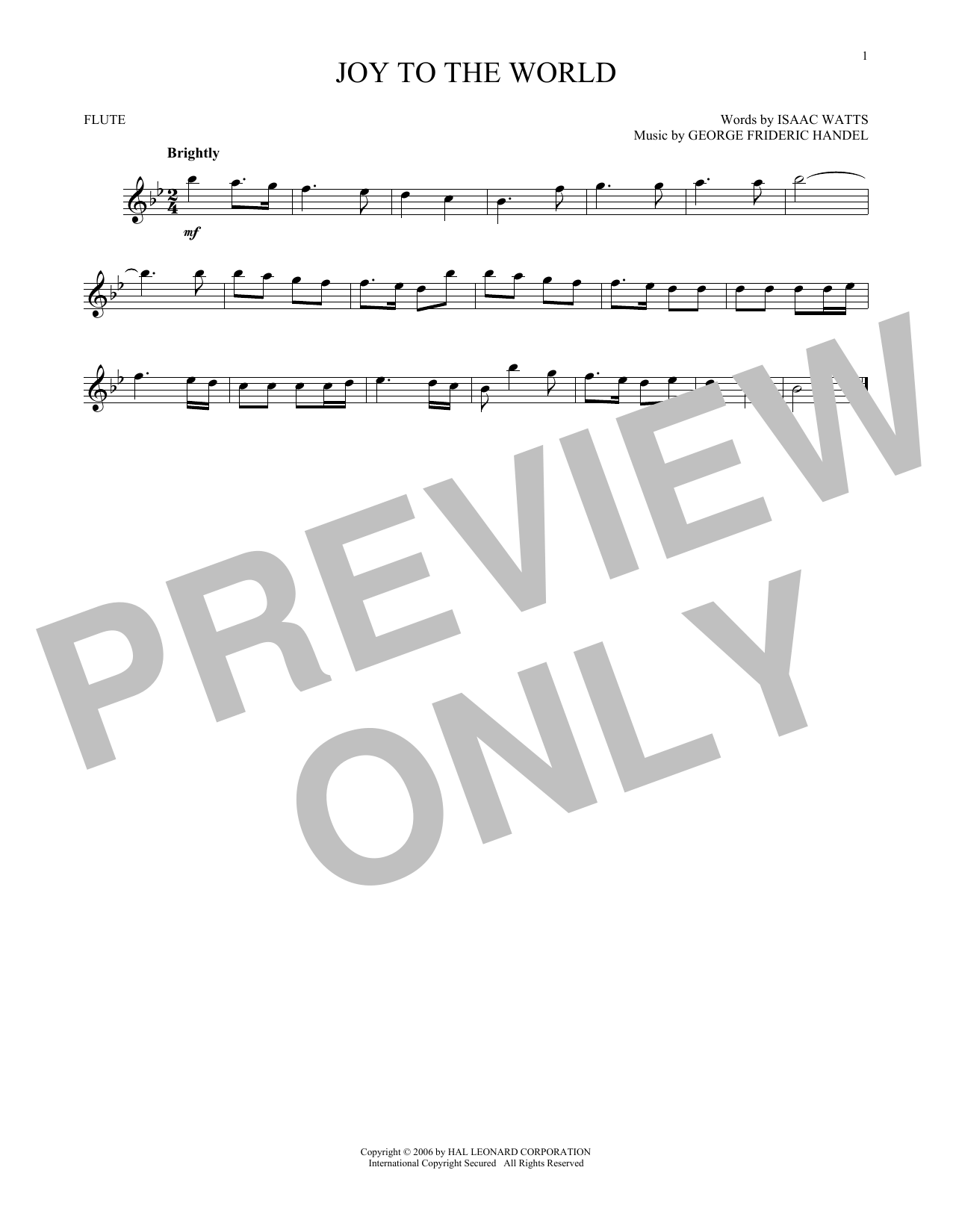Joy To The World (Flute Solo) von George Frideric Handel