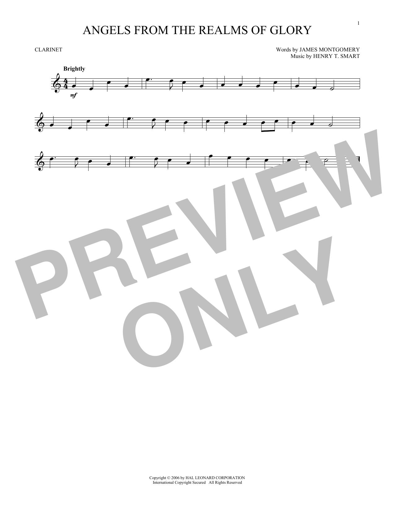 Angels From The Realms Of Glory (Clarinet Solo) von Henry T. Smart