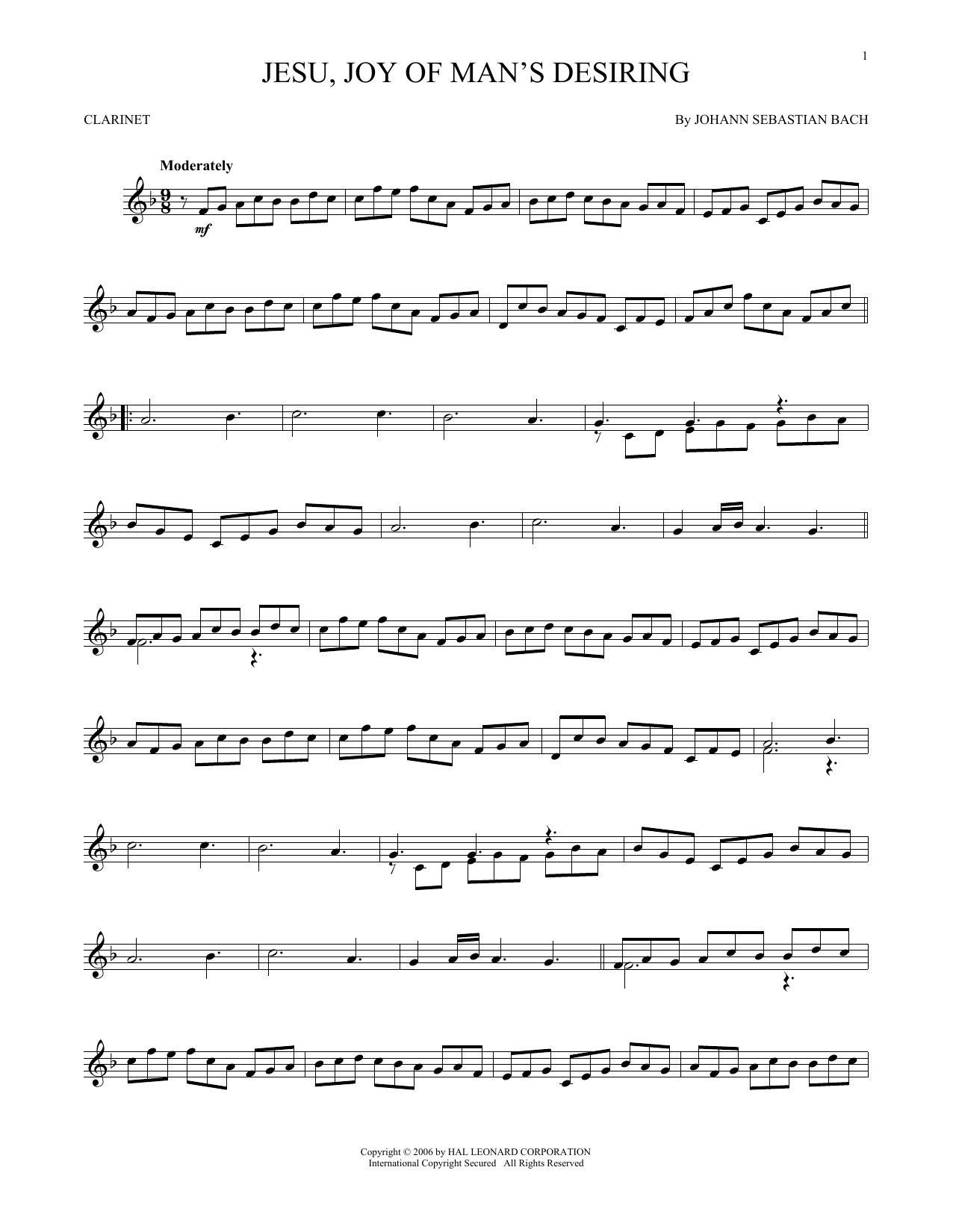 Jesu, Joy Of Man's Desiring (Clarinet Solo) von Johann Sebastian Bach