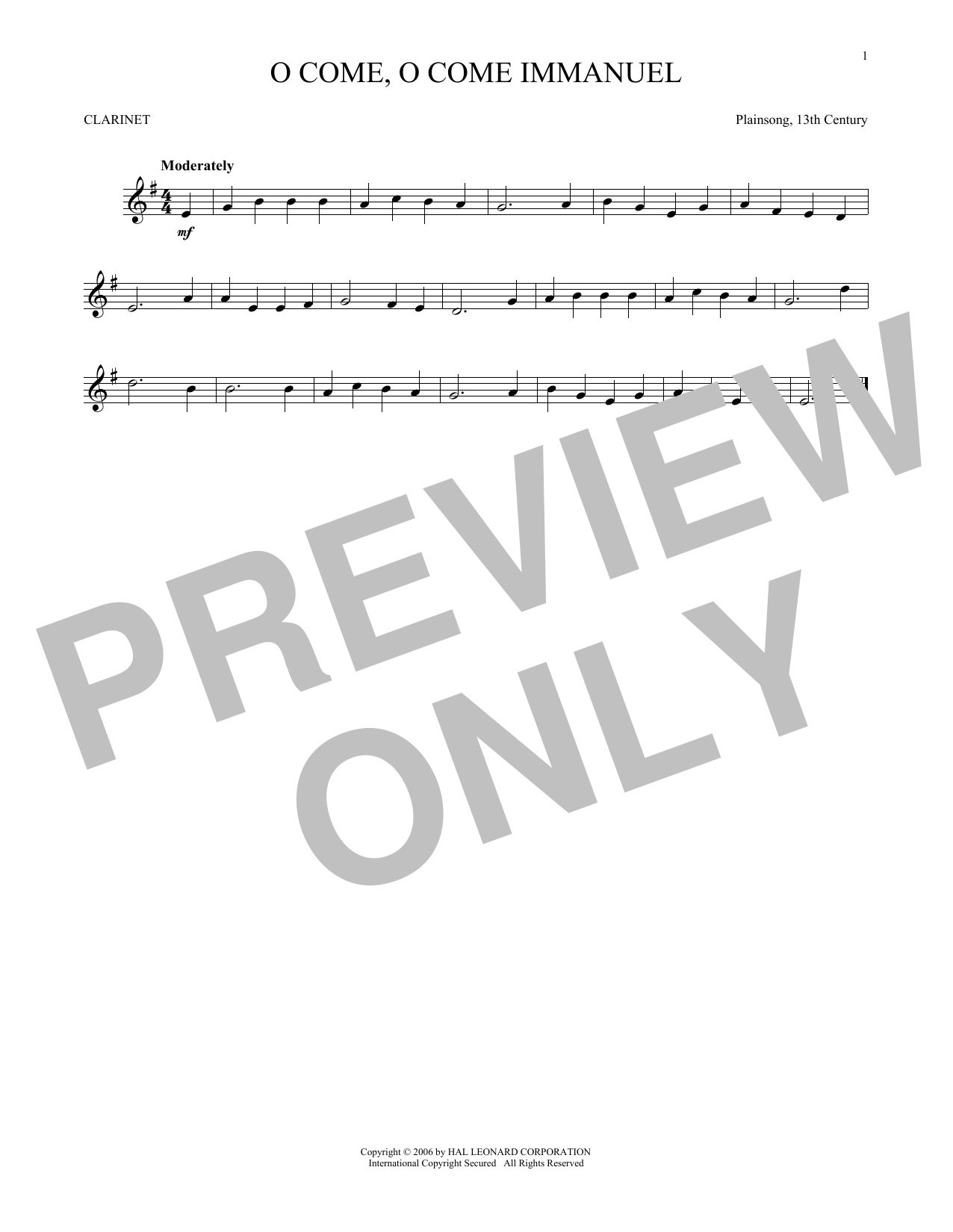 O Come, O Come Immanuel (Clarinet Solo) von Plainsong, 13th Century