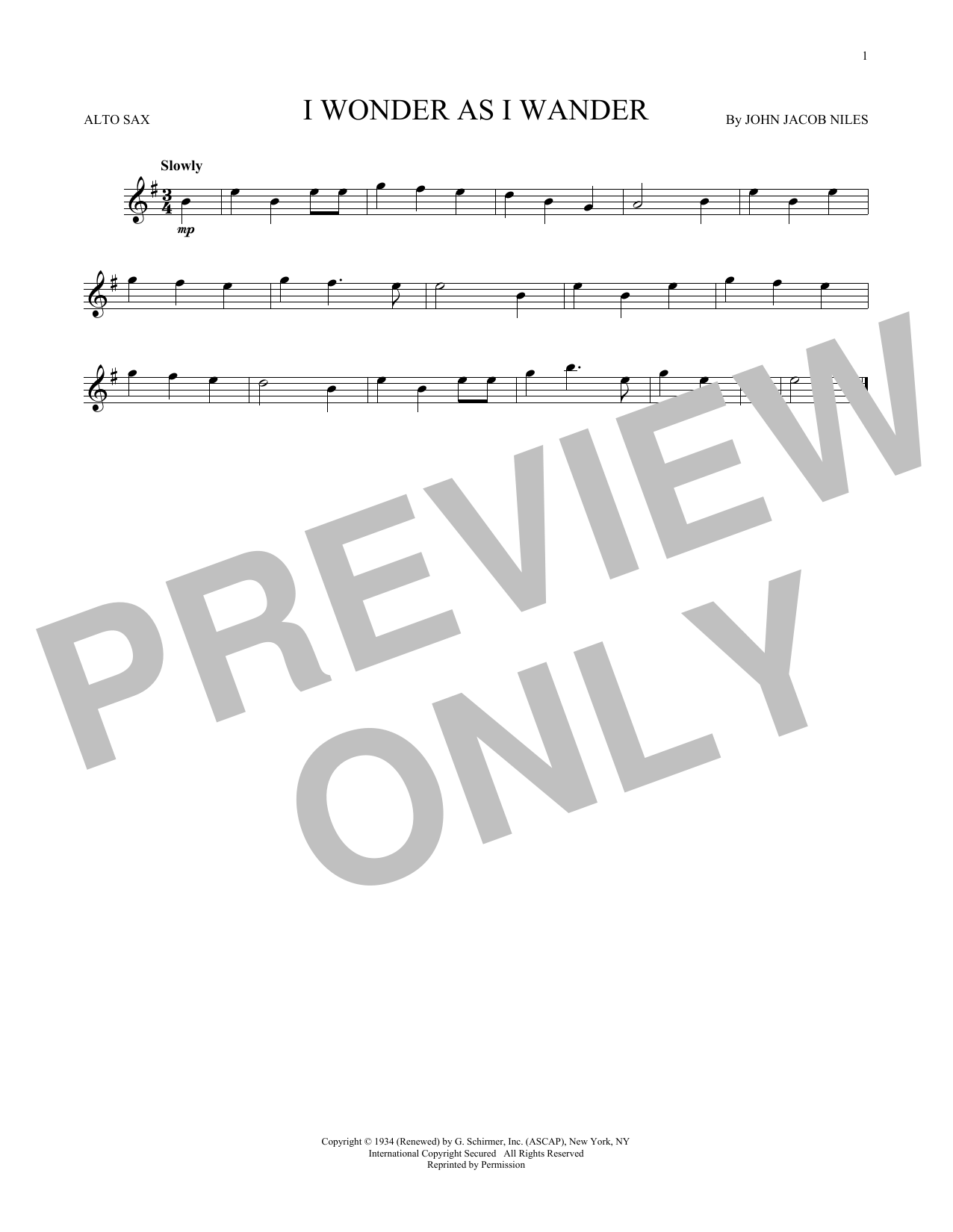 I Wonder As I Wander (Alto Sax Solo) von John Jacob Niles