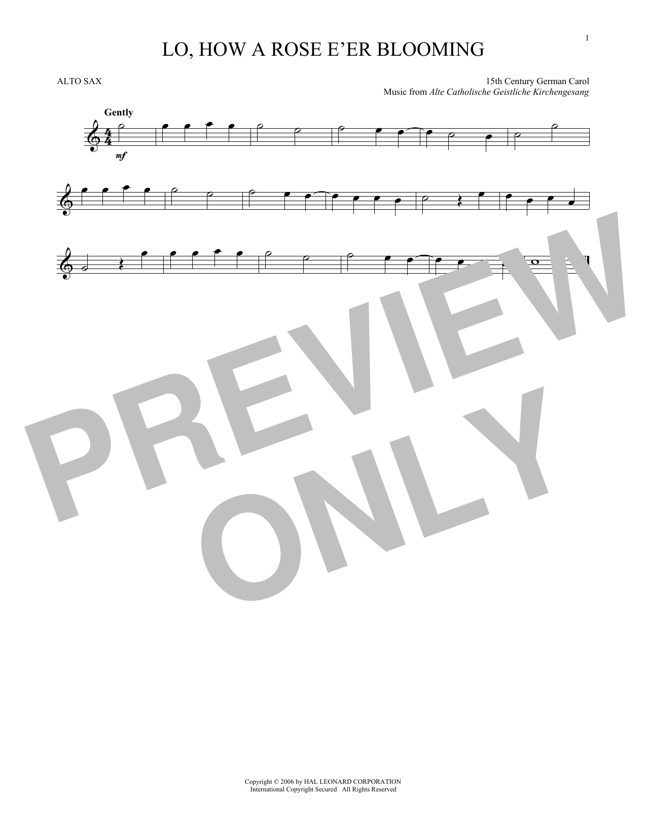 Lo, How A Rose E'er Blooming (Alto Sax Solo) von 15th Century German Carol