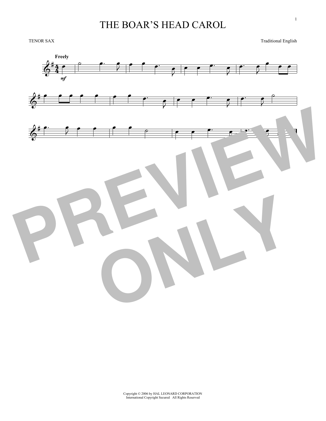 The Boar's Head Carol (Tenor Sax Solo) von 19th Century English Carol