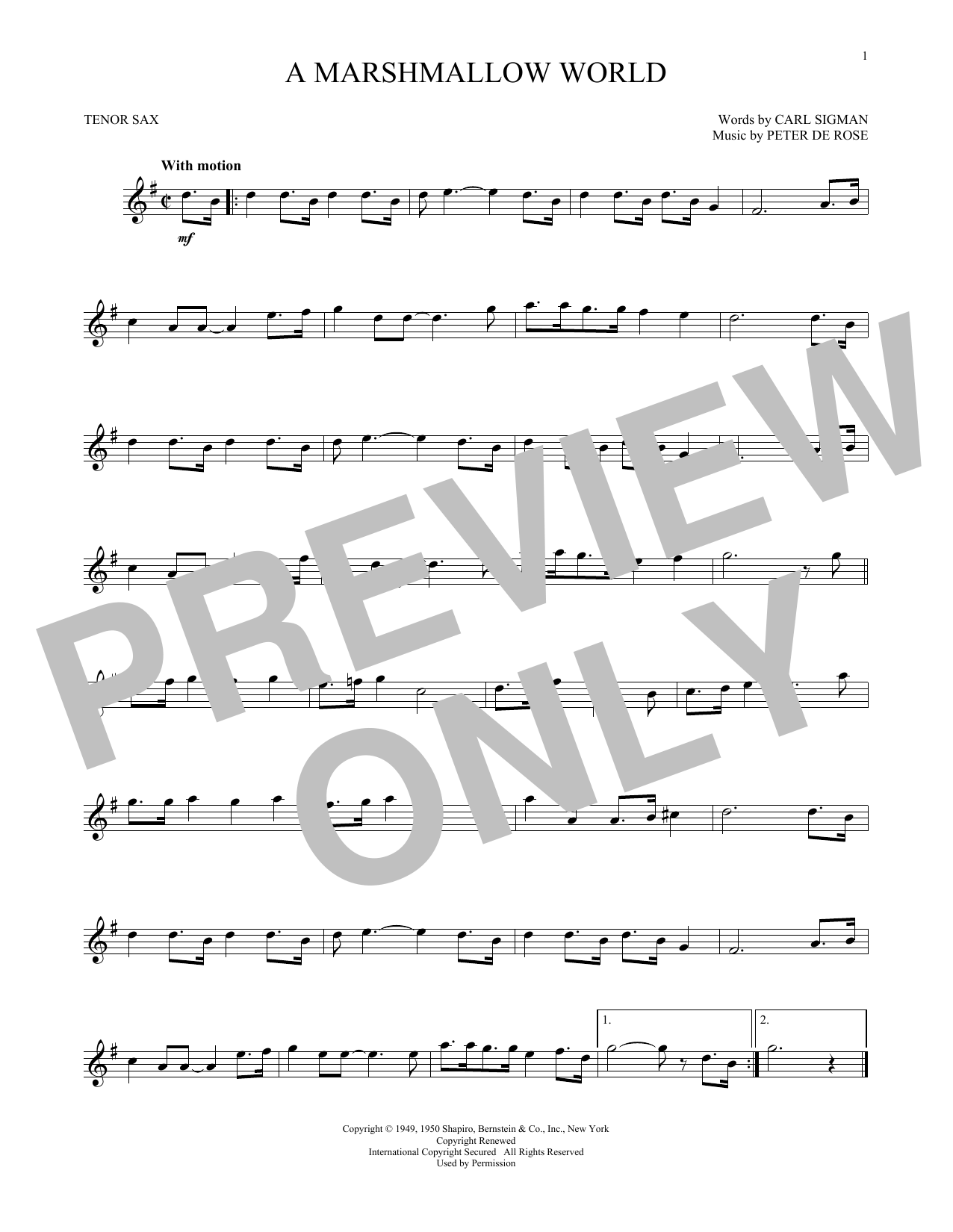 A Marshmallow World (Tenor Sax Solo) von Carl Sigman & Peter De Rose