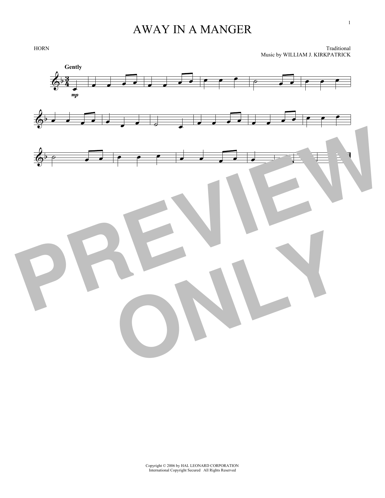 Away In A Manger (French Horn Solo) von William J. Kirkpatrick