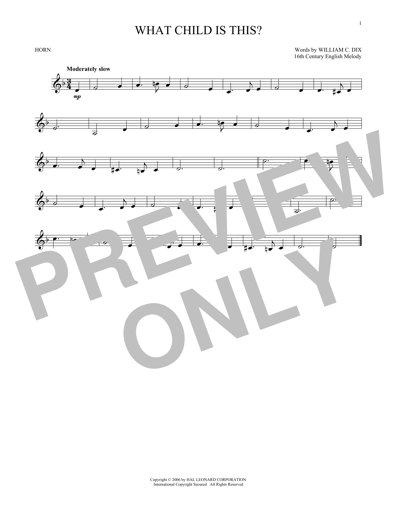 What Child Is This? (French Horn Solo) von William C. Dix