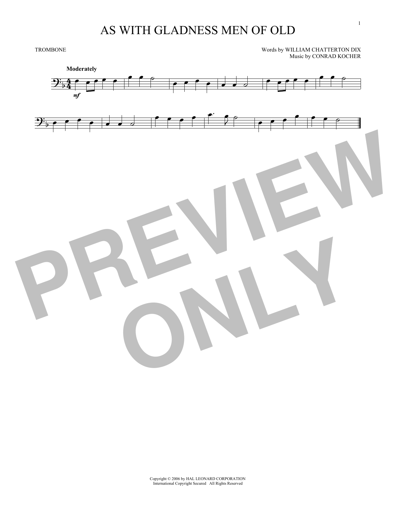 As With Gladness Men Of Old (Trombone Solo) von William Chatterton Dix