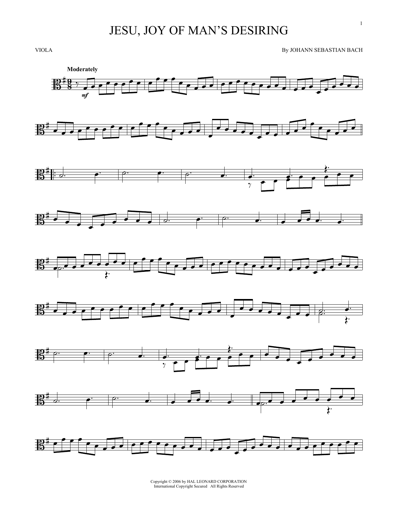 Jesu, Joy Of Man's Desiring (Viola Solo) von Johann Sebastian Bach