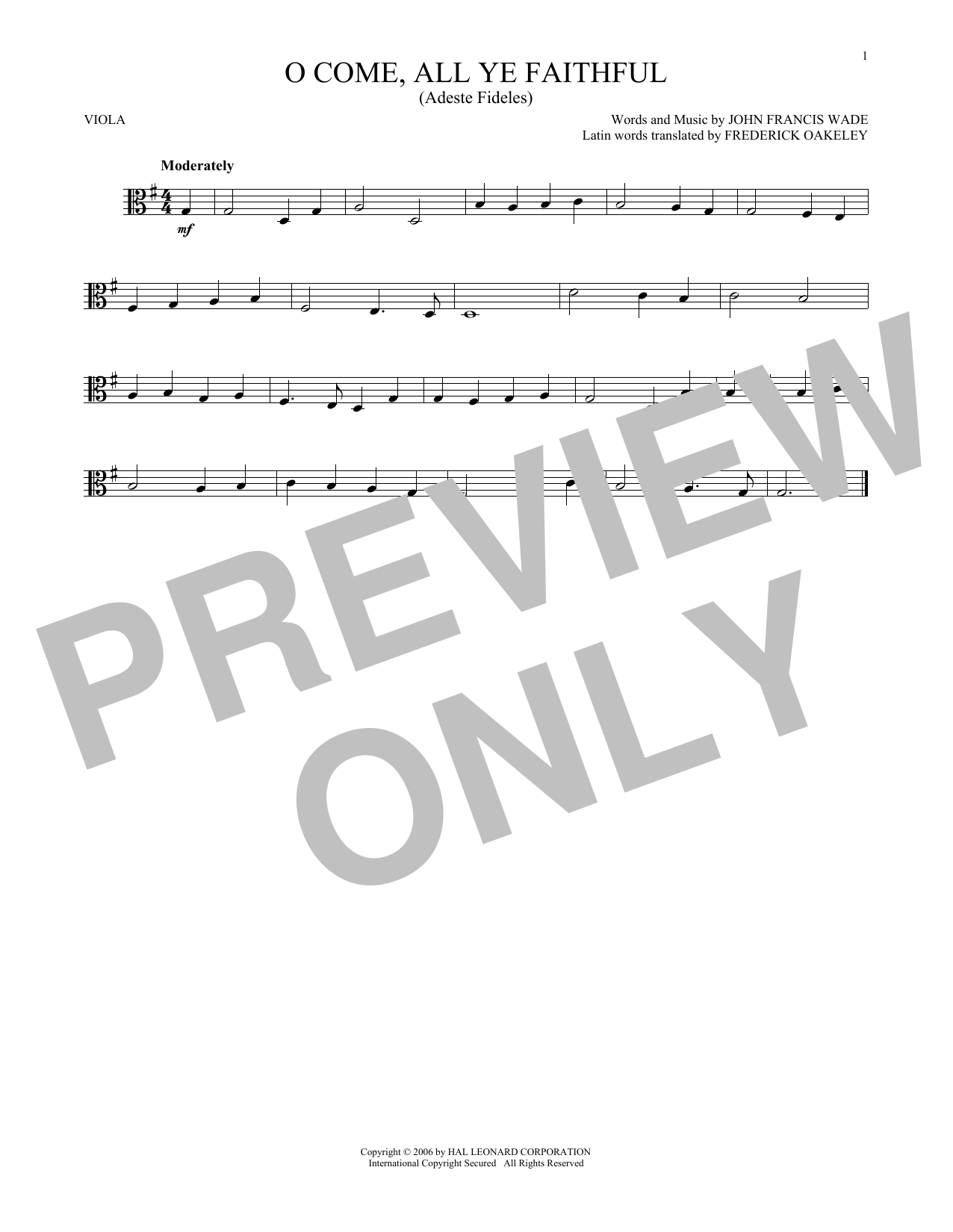 O Come, All Ye Faithful (Viola Solo) von John Francis Wade