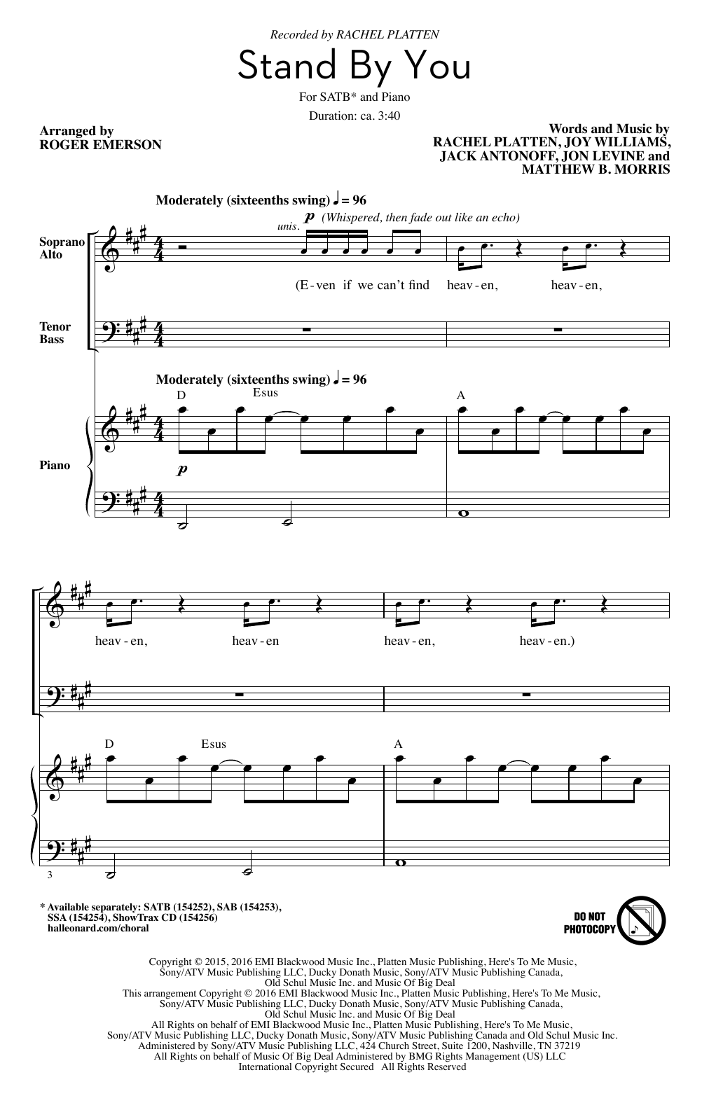 Stand By You (SATB Choir) von Roger Emerson