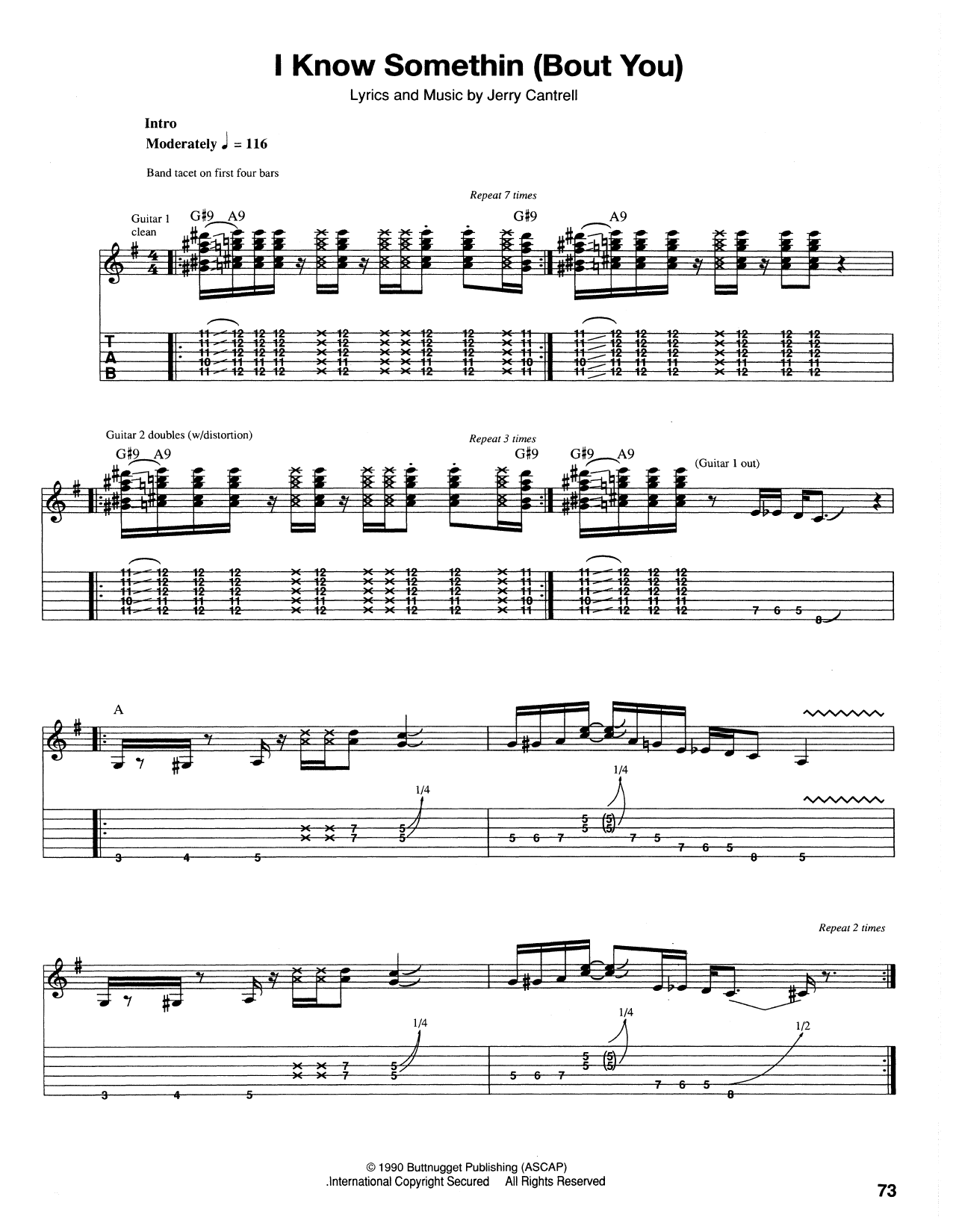 I Know Somethin' (Bout You) (Guitar Tab) von Alice In Chains