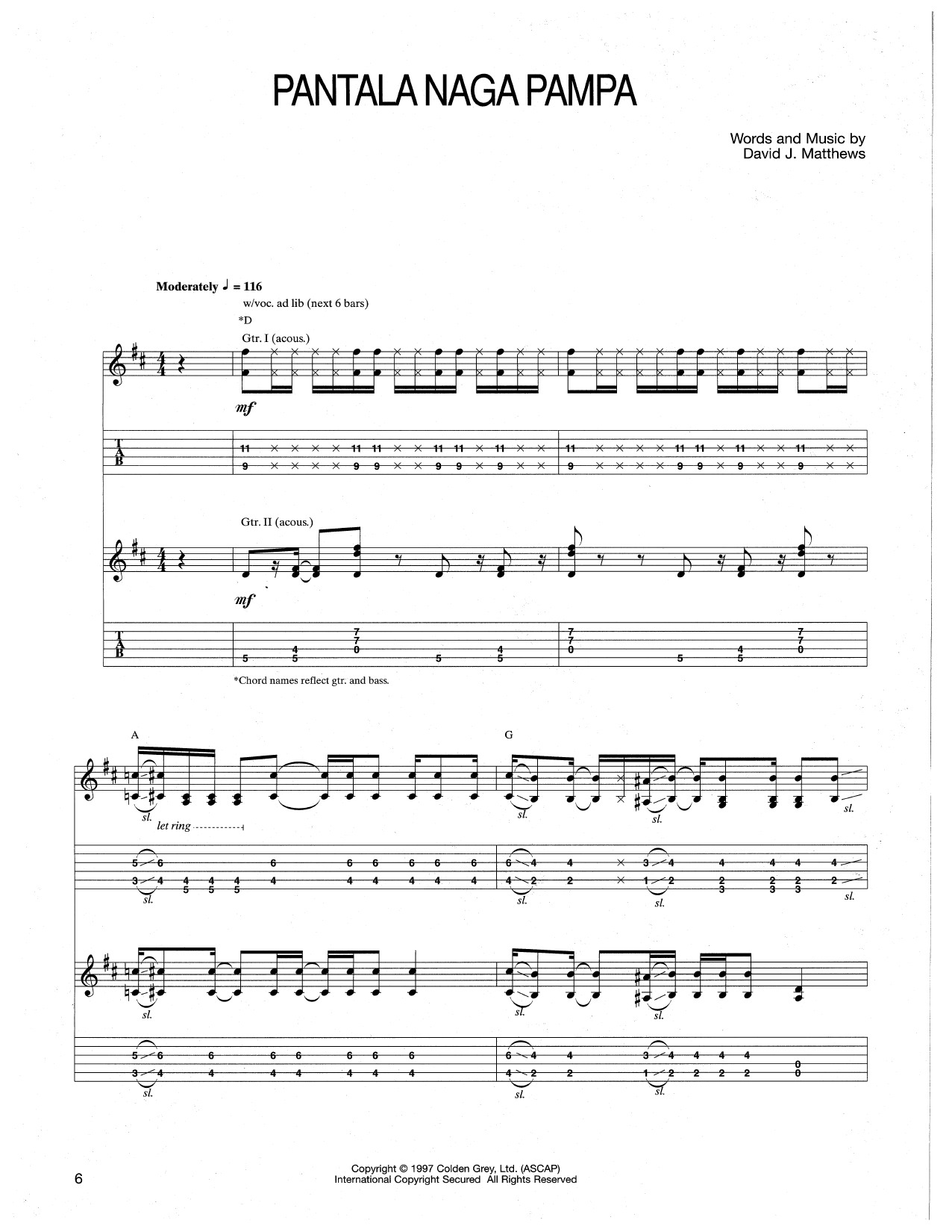 Pantala Naga Pampa (Guitar Tab) von Dave Matthews Band