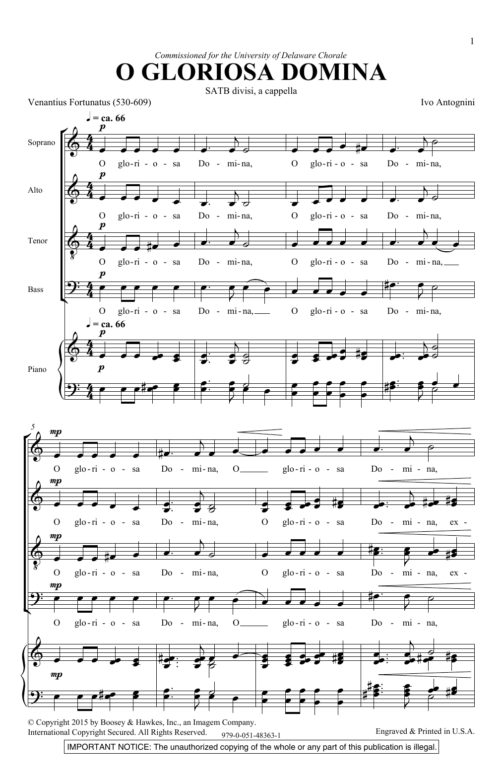 O Gloriosa Domina (SATB Choir) von Ivo Antognini
