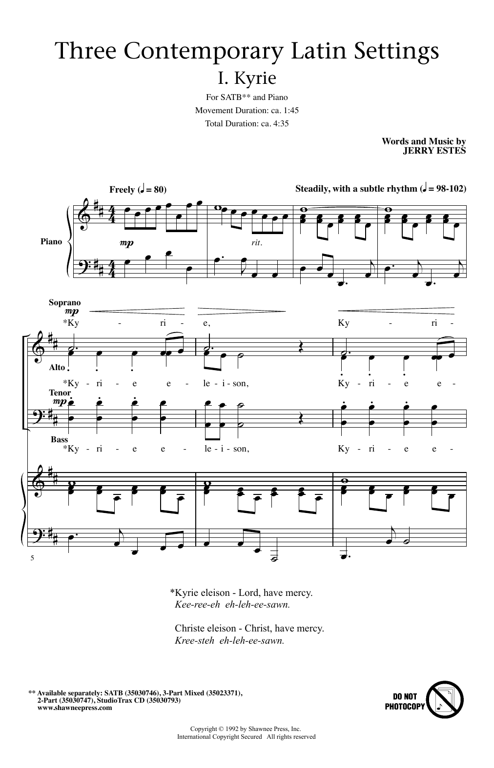 Three Contemporary Latin Settings (SATB Choir) von Jerry Estes