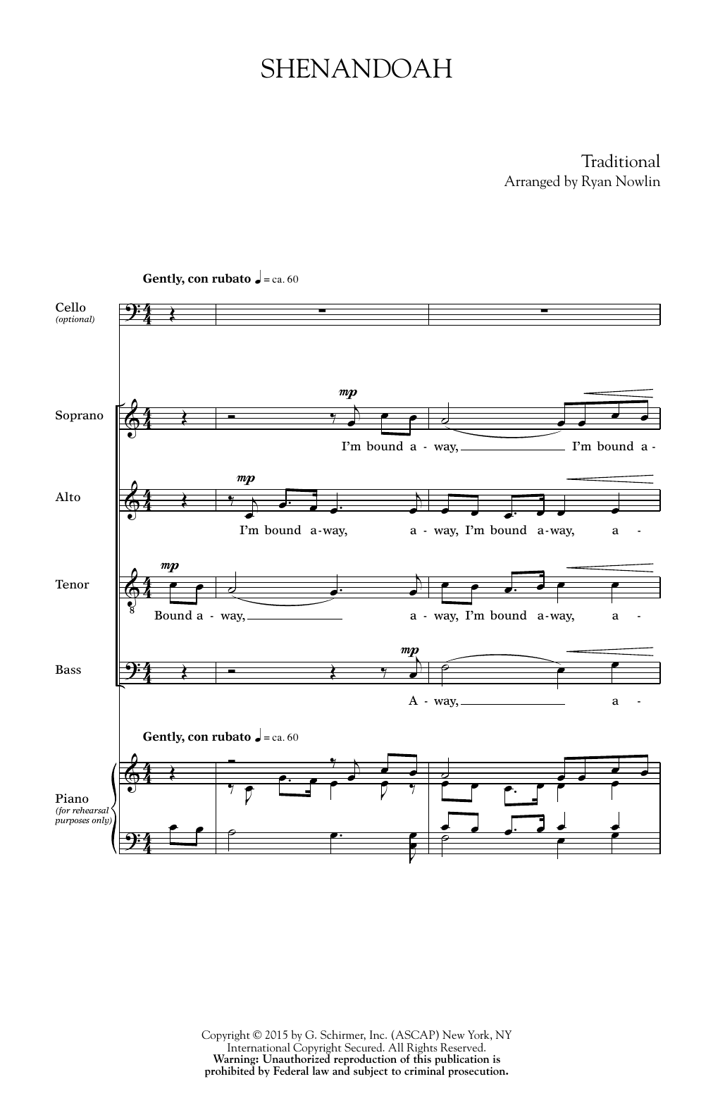 Shenandoah (SATB Choir) von Ryan Nowlin