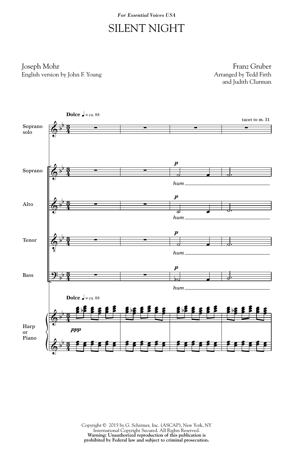 Silent Night (SATB Choir) von Tedd Firth