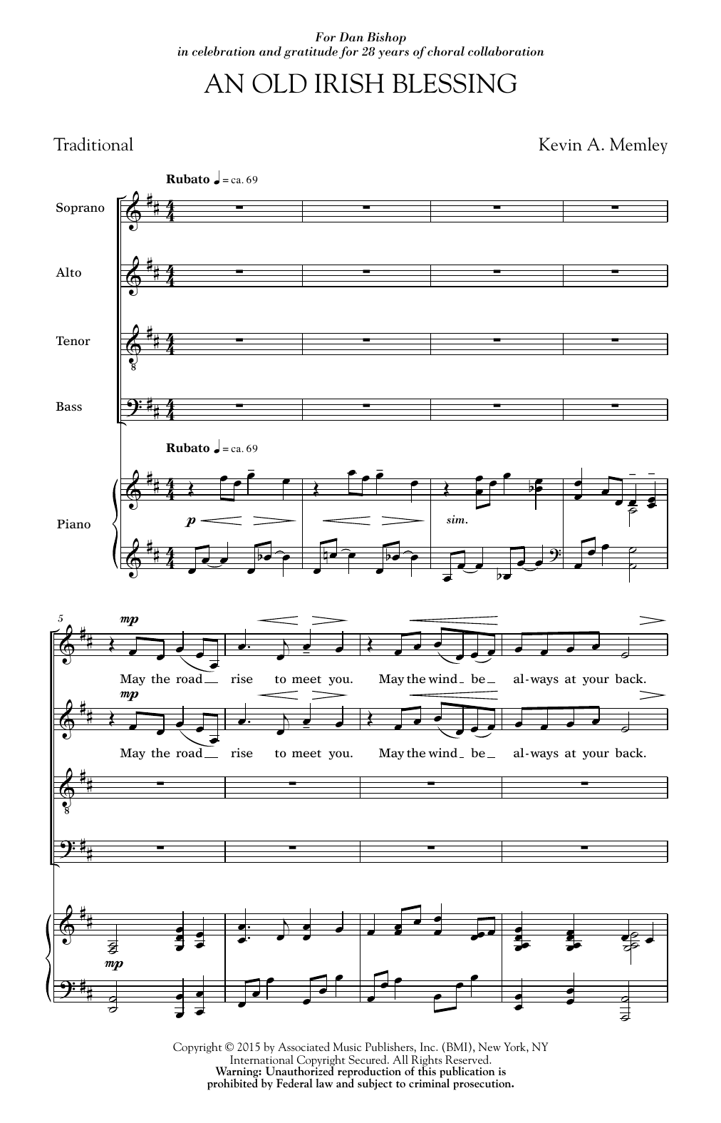An Old Irish Blessing (SATB Choir) von Kevin Memley