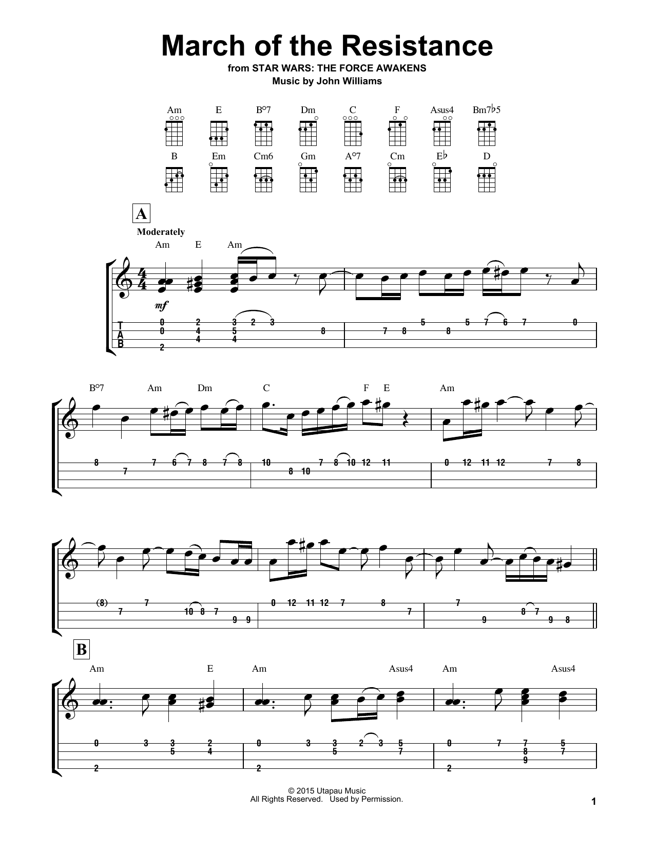 March Of The Resistance (Easy Ukulele Tab) von John Williams