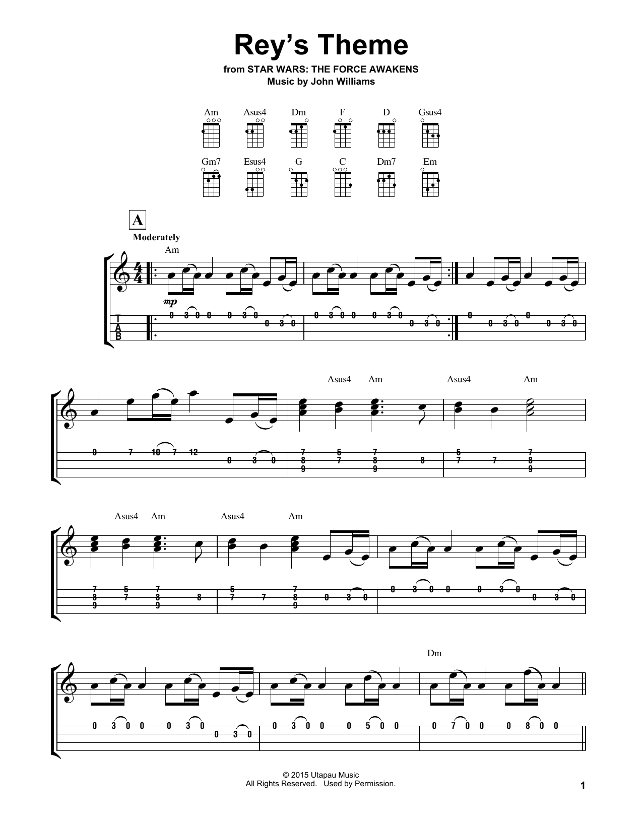 Rey's Theme (Easy Ukulele Tab) von John Williams