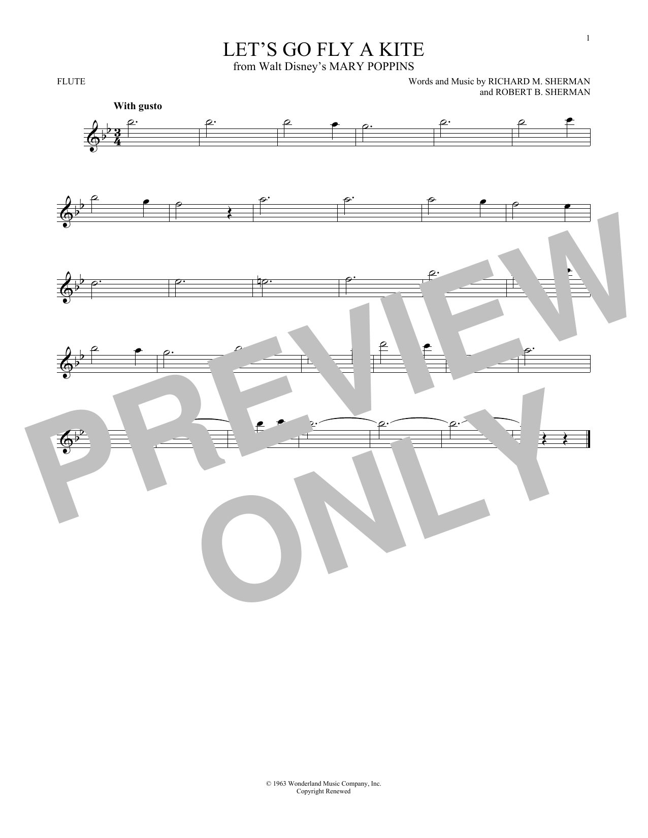 Let's Go Fly A Kite (from Mary Poppins) (Flute Solo) von Sherman Brothers