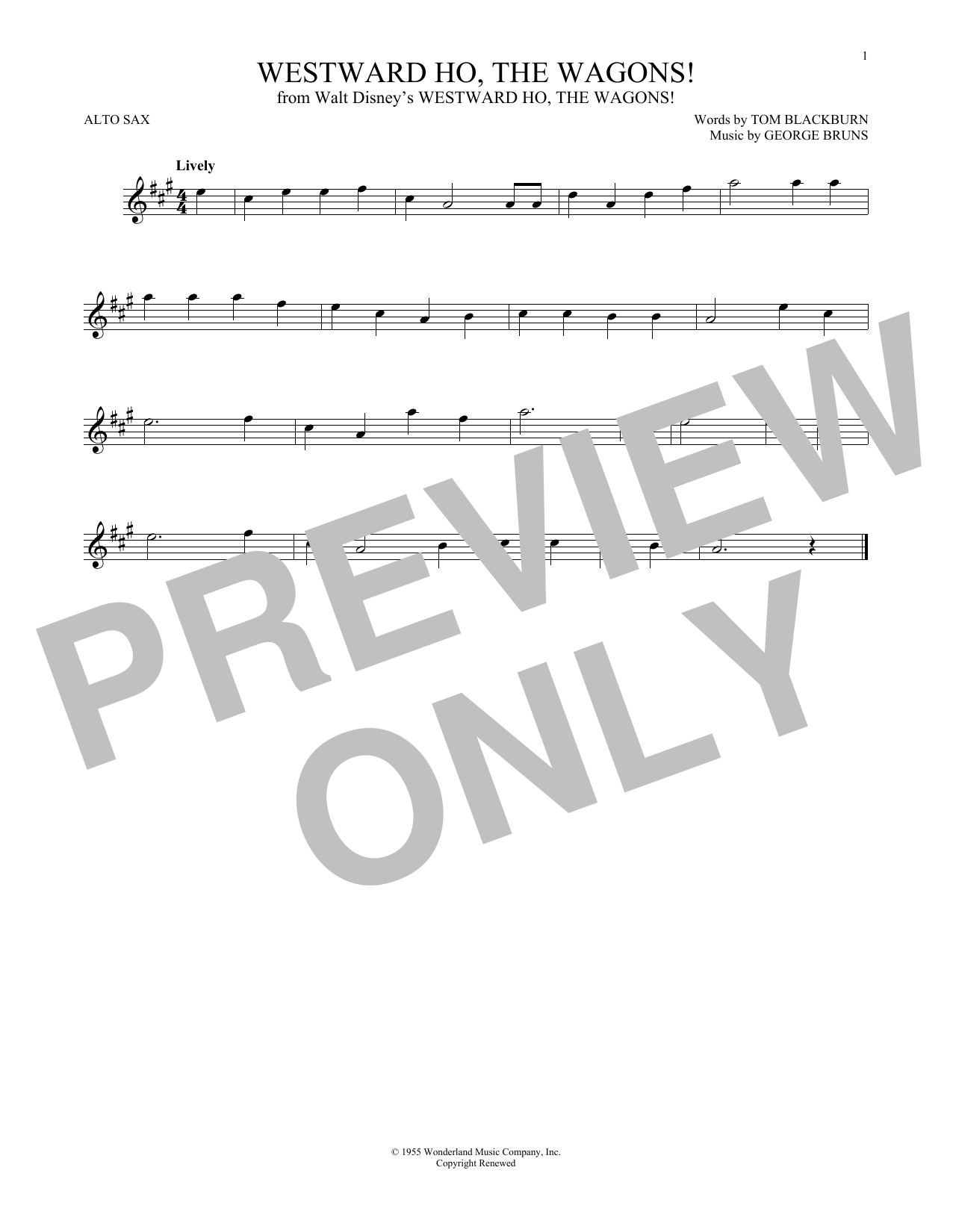 Westward Ho, The Wagons! (Alto Sax Solo) von George Bruns