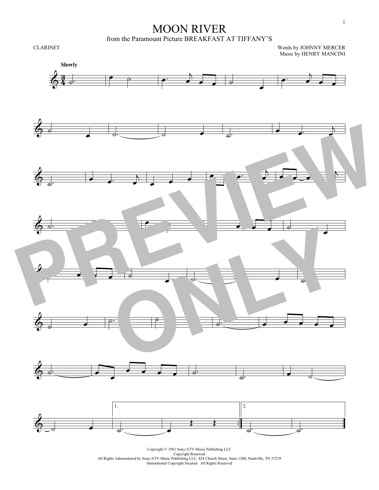 Moon River (Clarinet Solo) von Henry Mancini