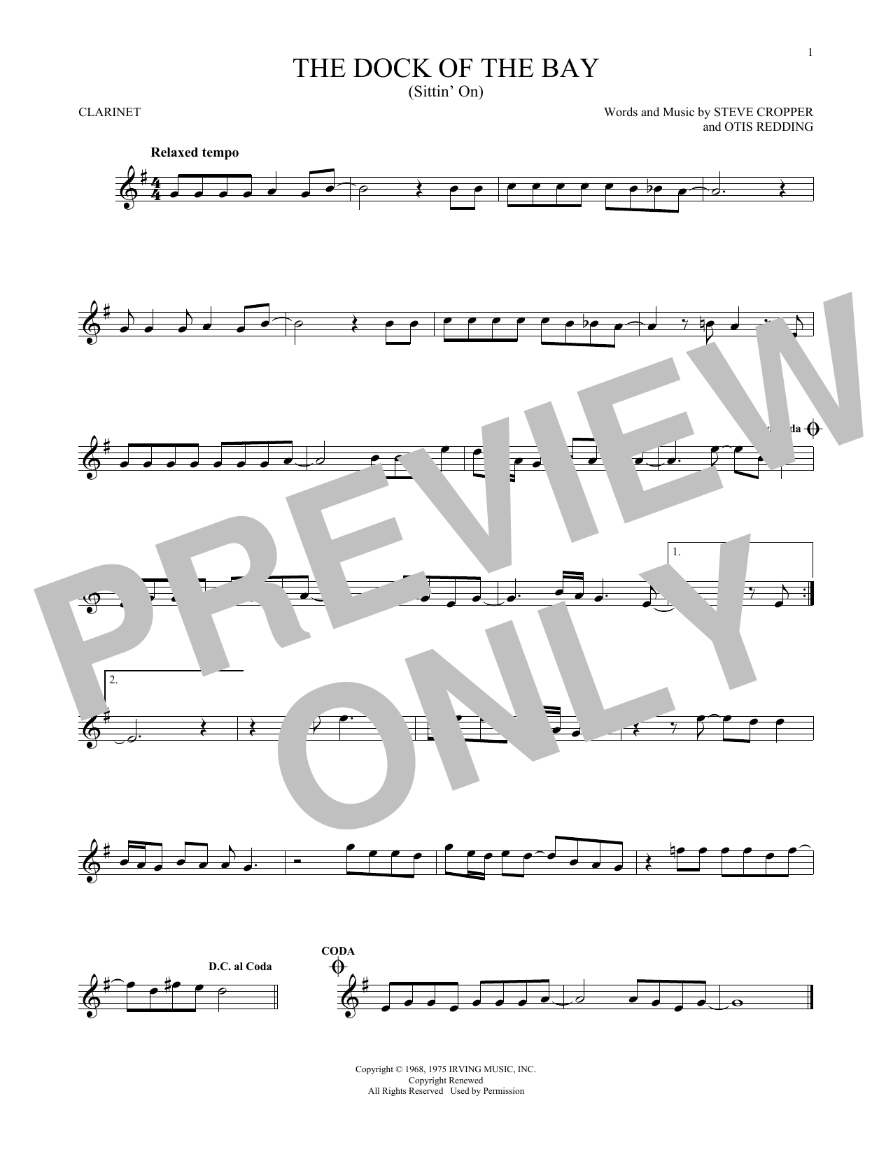 (Sittin' On) The Dock Of The Bay (Clarinet Solo) von Otis Redding