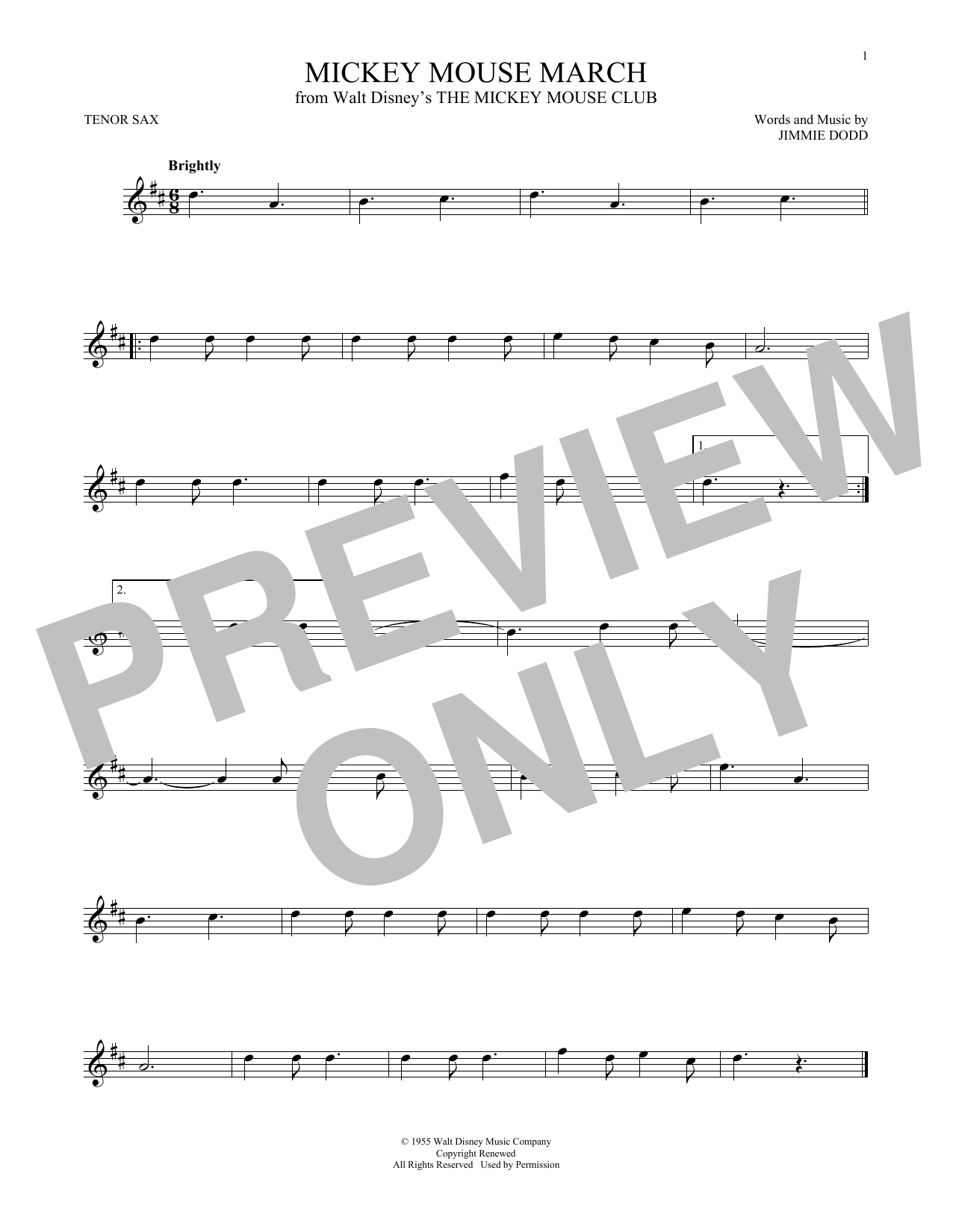 Mickey Mouse March (from The Mickey Mouse Club) (Tenor Sax Solo) von Jimmie Dodd