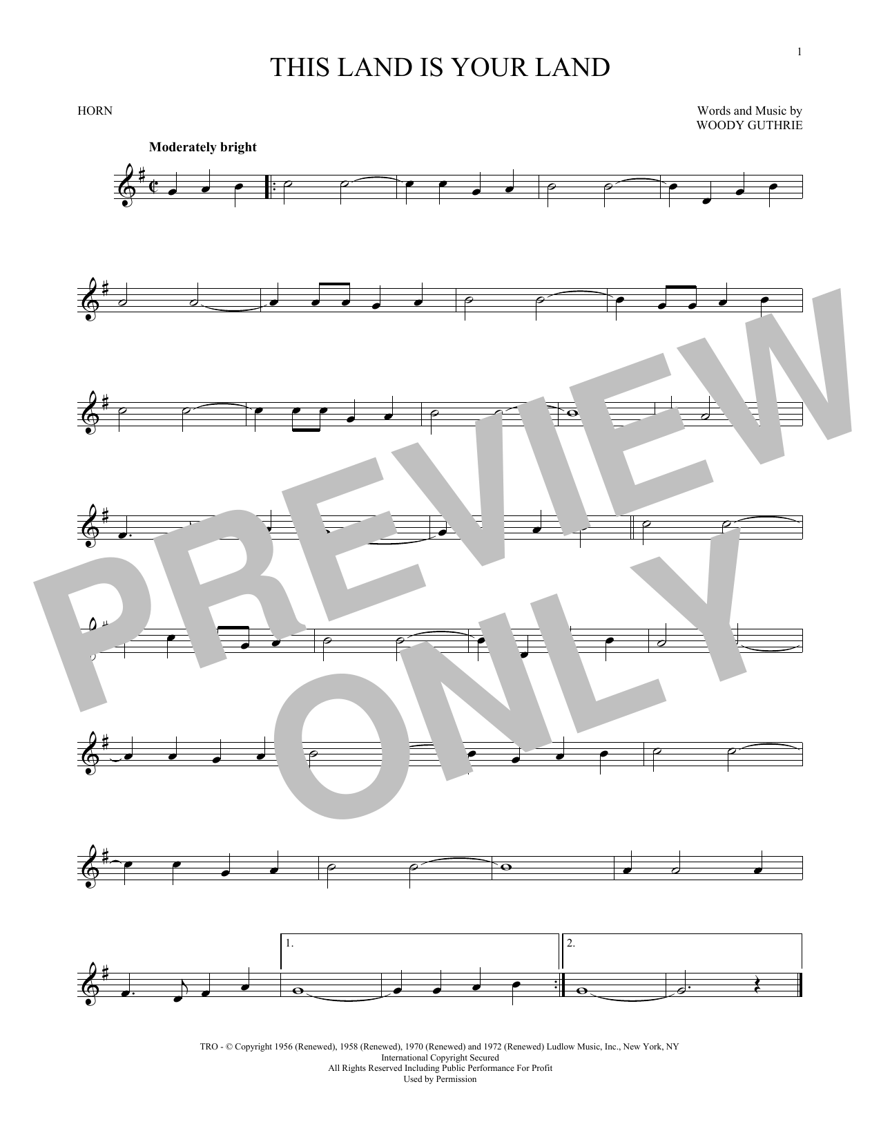 This Land Is Your Land (French Horn Solo) von Woody Guthrie