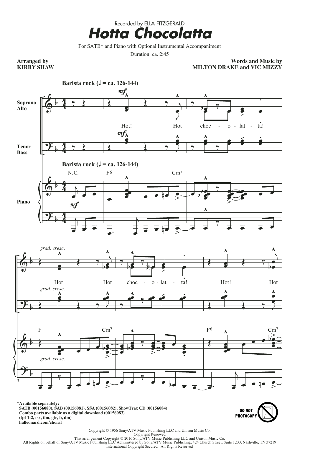 Hotta Chocolatta (SATB Choir) von Kirby Shaw