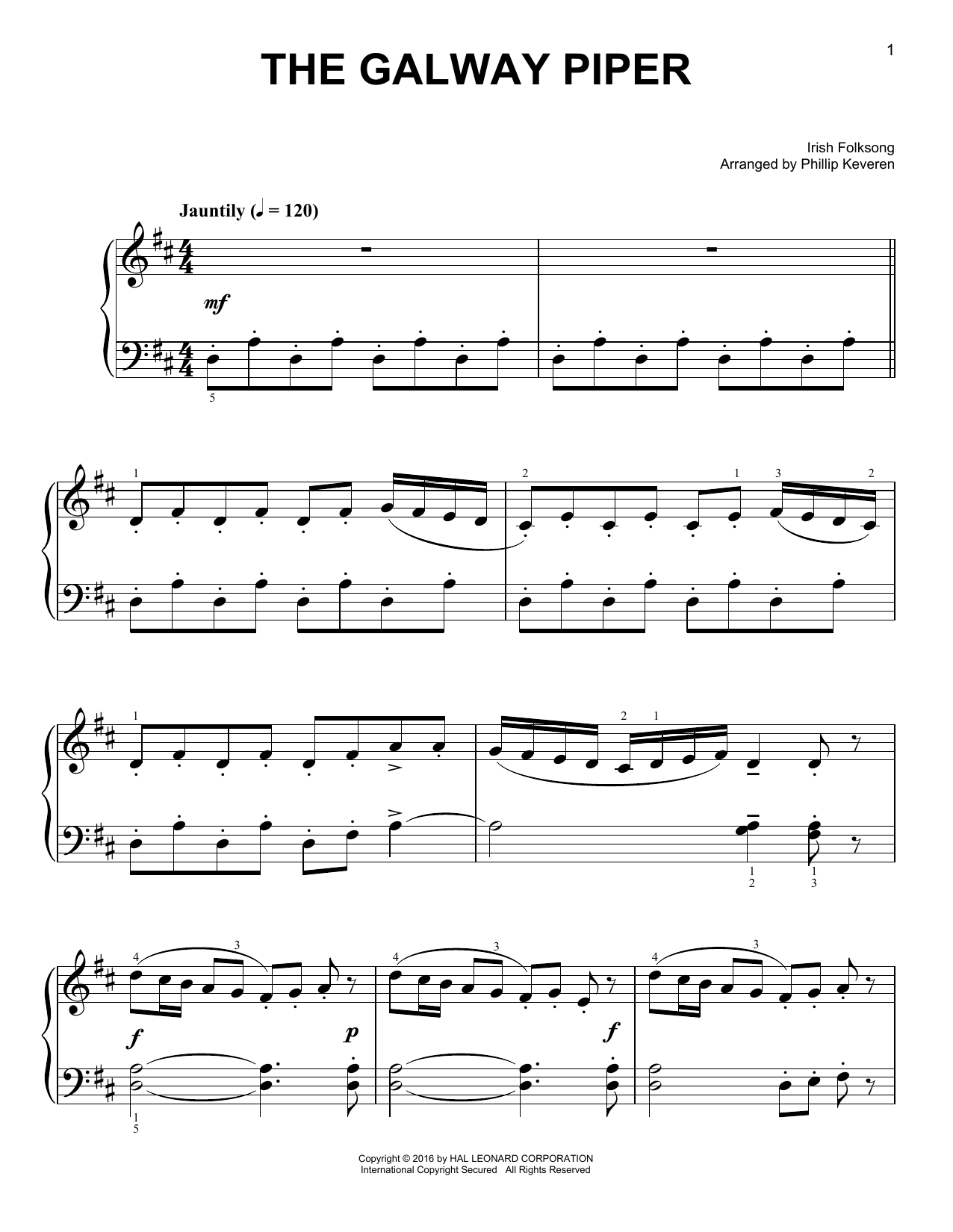 The Galway Piper (Easy Piano) von Irish Folksong