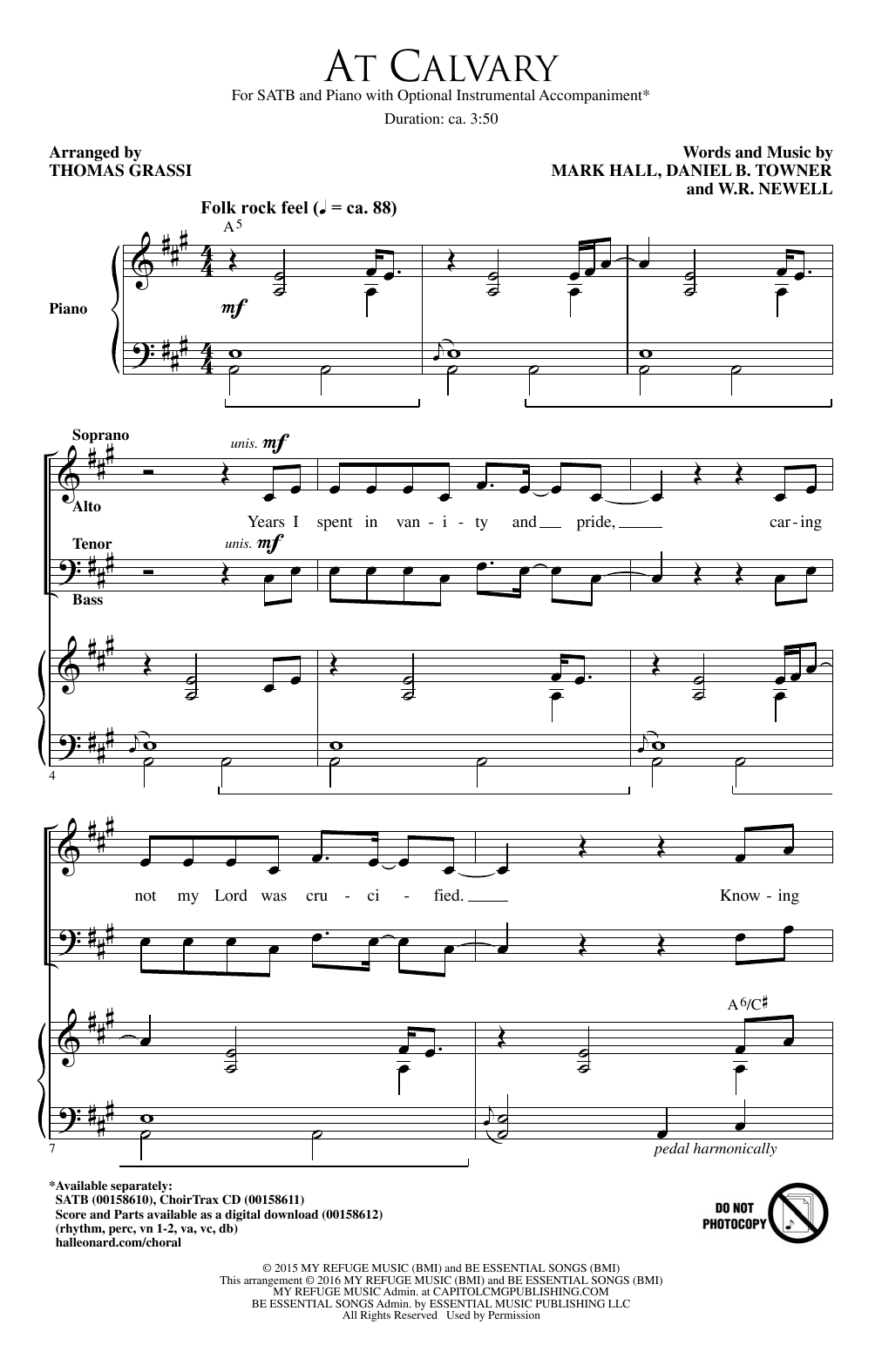 At Calvary (SATB Choir) von Thomas Grassi