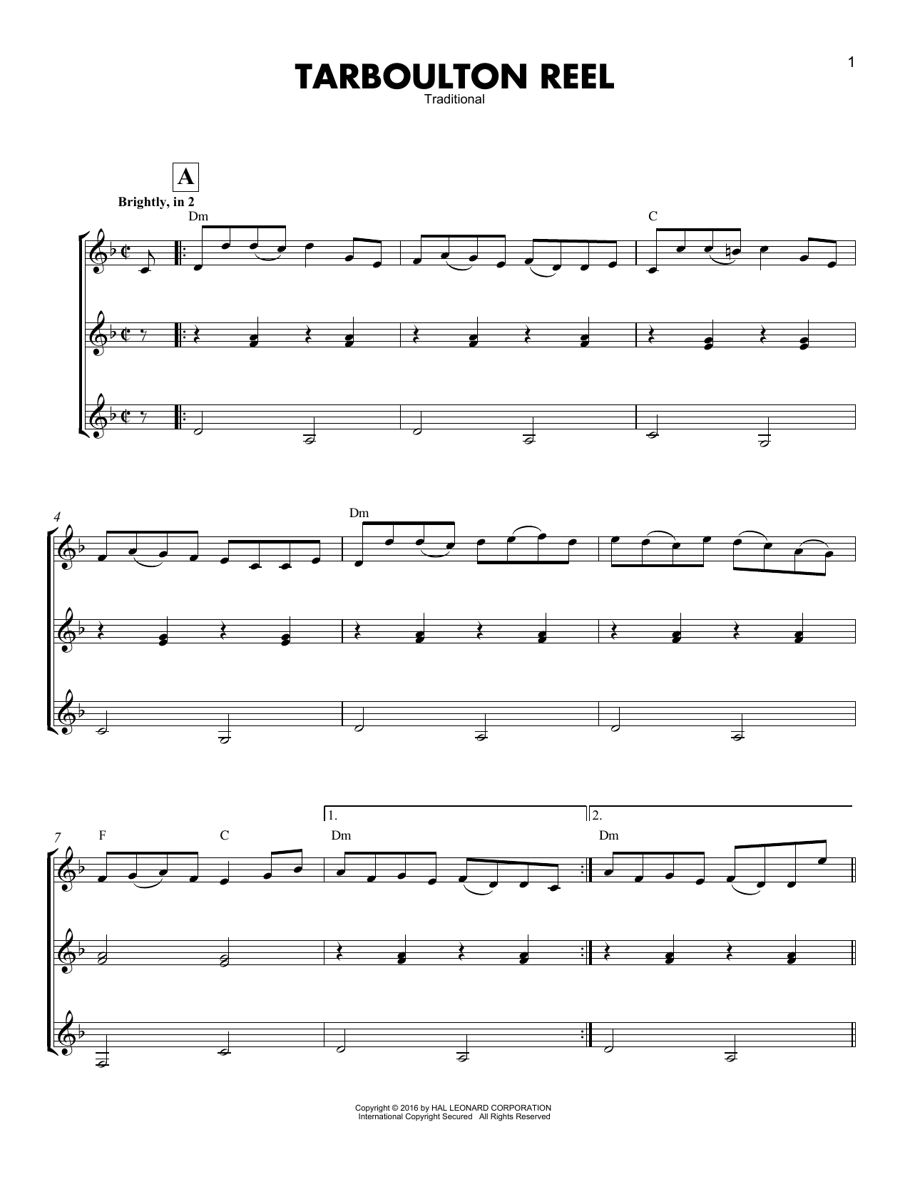 Tarboulton Reel (Guitar Ensemble) von Traditional