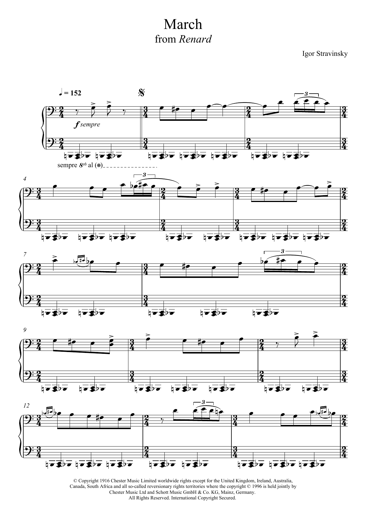 March from Renard (Piano Solo) von Igor Stravinsky